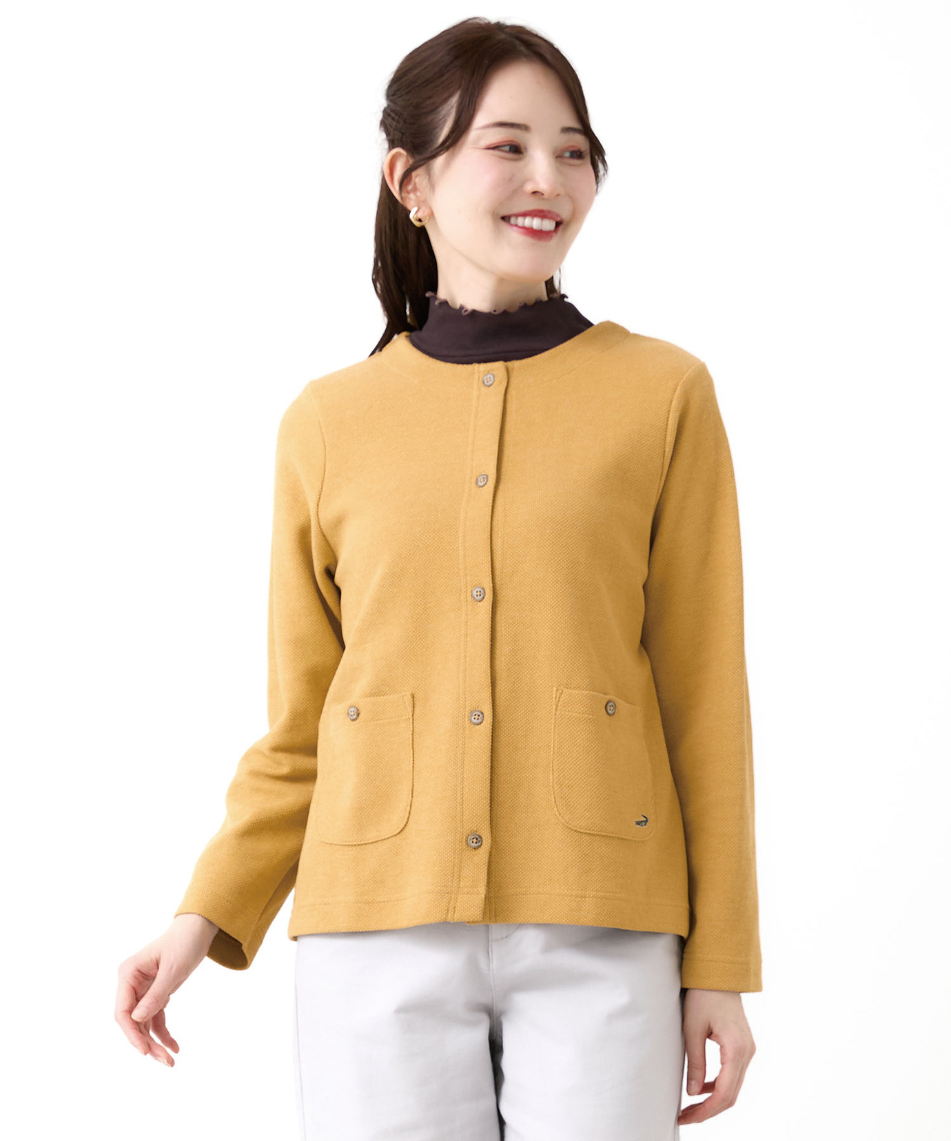 レディース 杢調 クルーネック カーディガン通販 [0302-55215