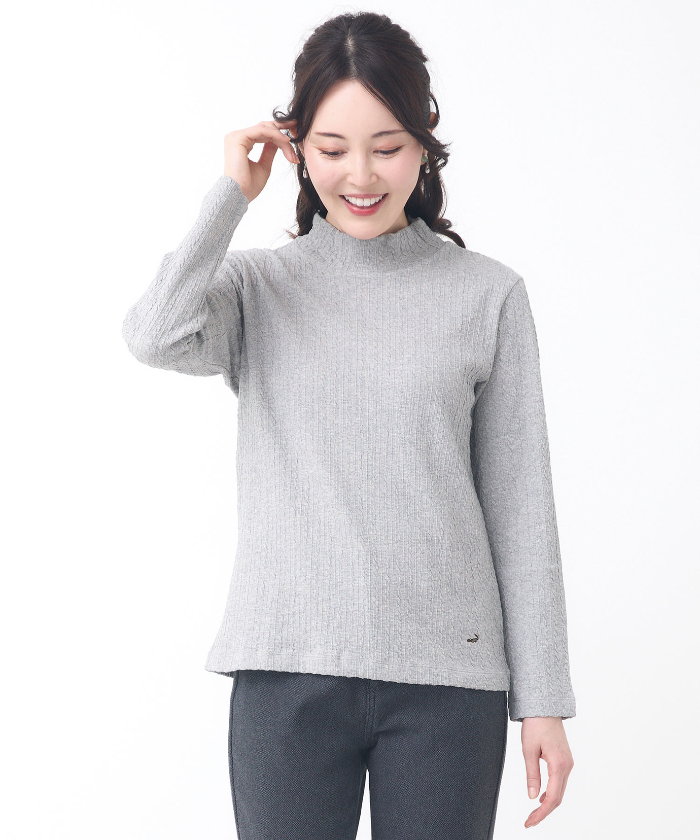 レディース ケーブル柄 ハイネック カットソー通販 [0302-55223