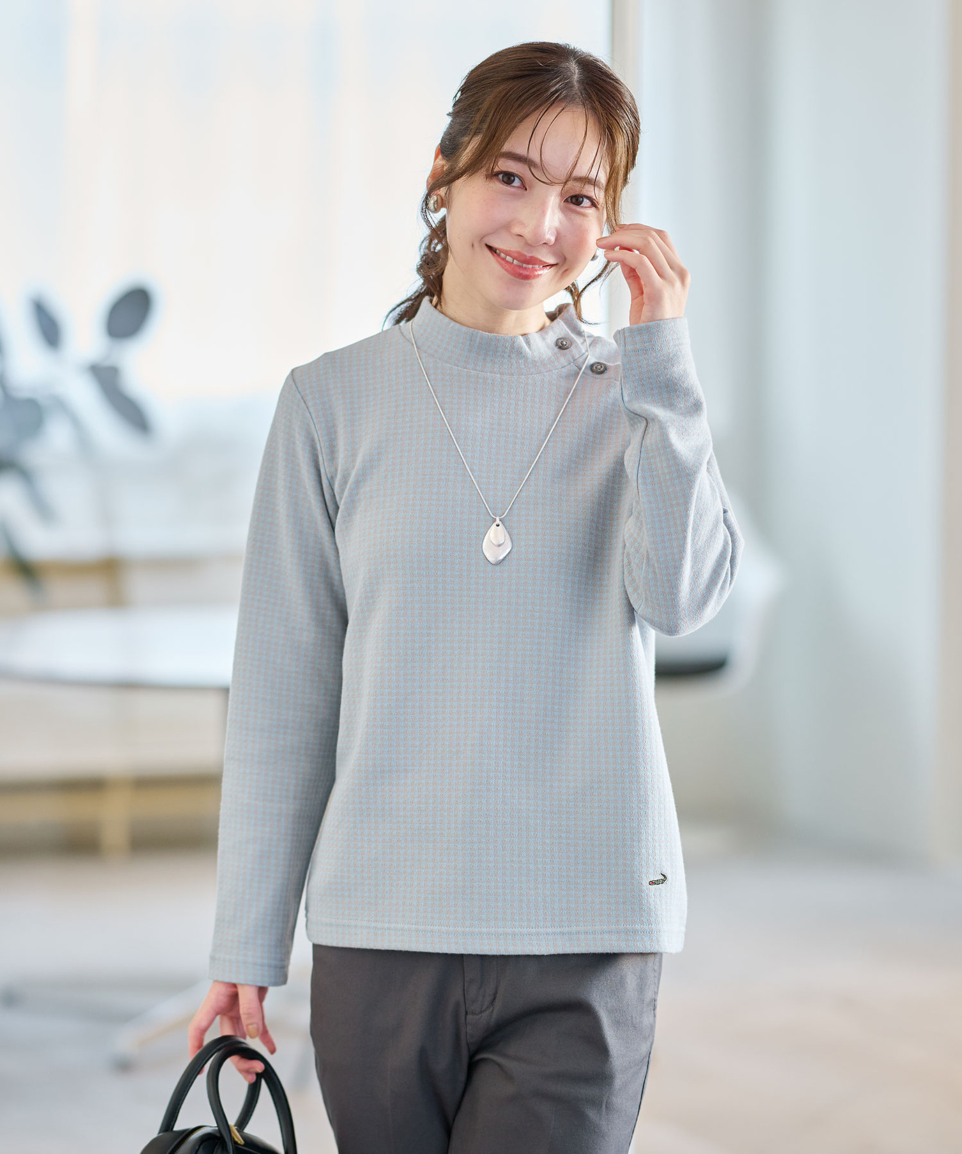 レディース ジャカード ハイネック カットソー通販 [0302-55224