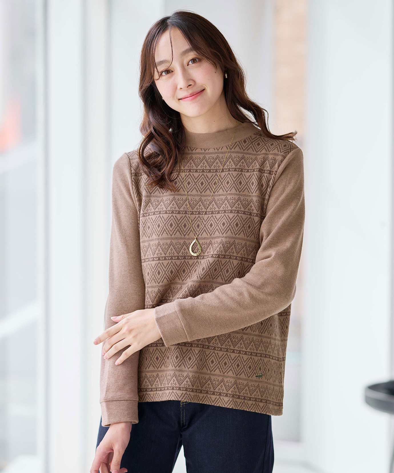 レディース 切り替え ジャカード プルオーバー通販 [0302-55234