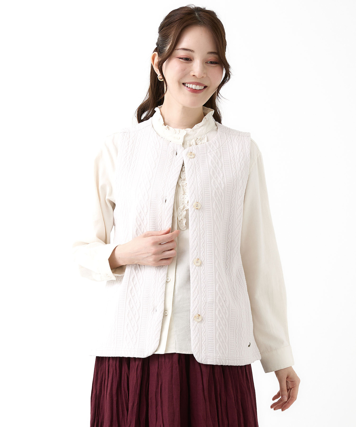 レディース ジャカード カット ベスト通販 [0302-55241