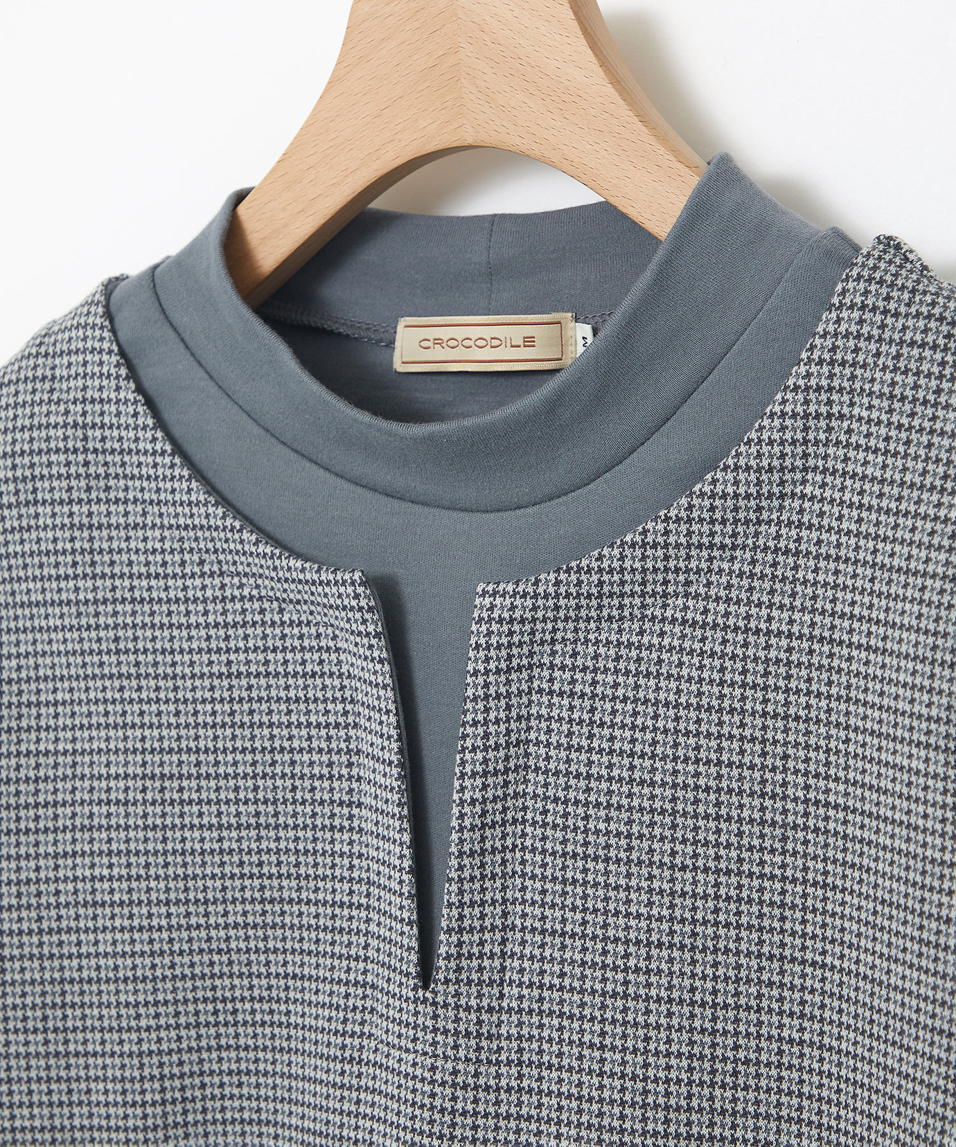 レディース 千鳥柄ドッキング デザインカットソー通販 [0302-56203