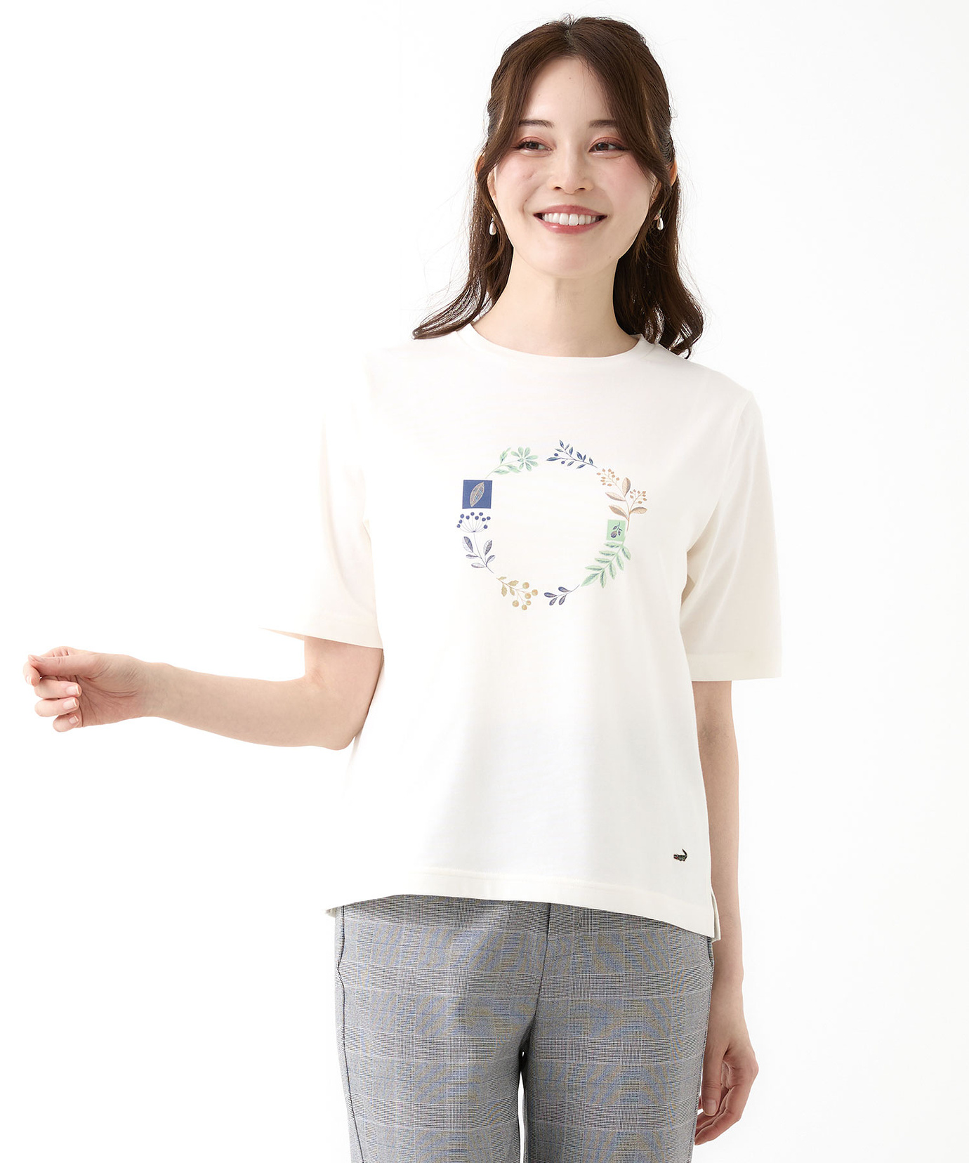 レディース フラワーリース プリント Tシャツ通販 [0302-56204