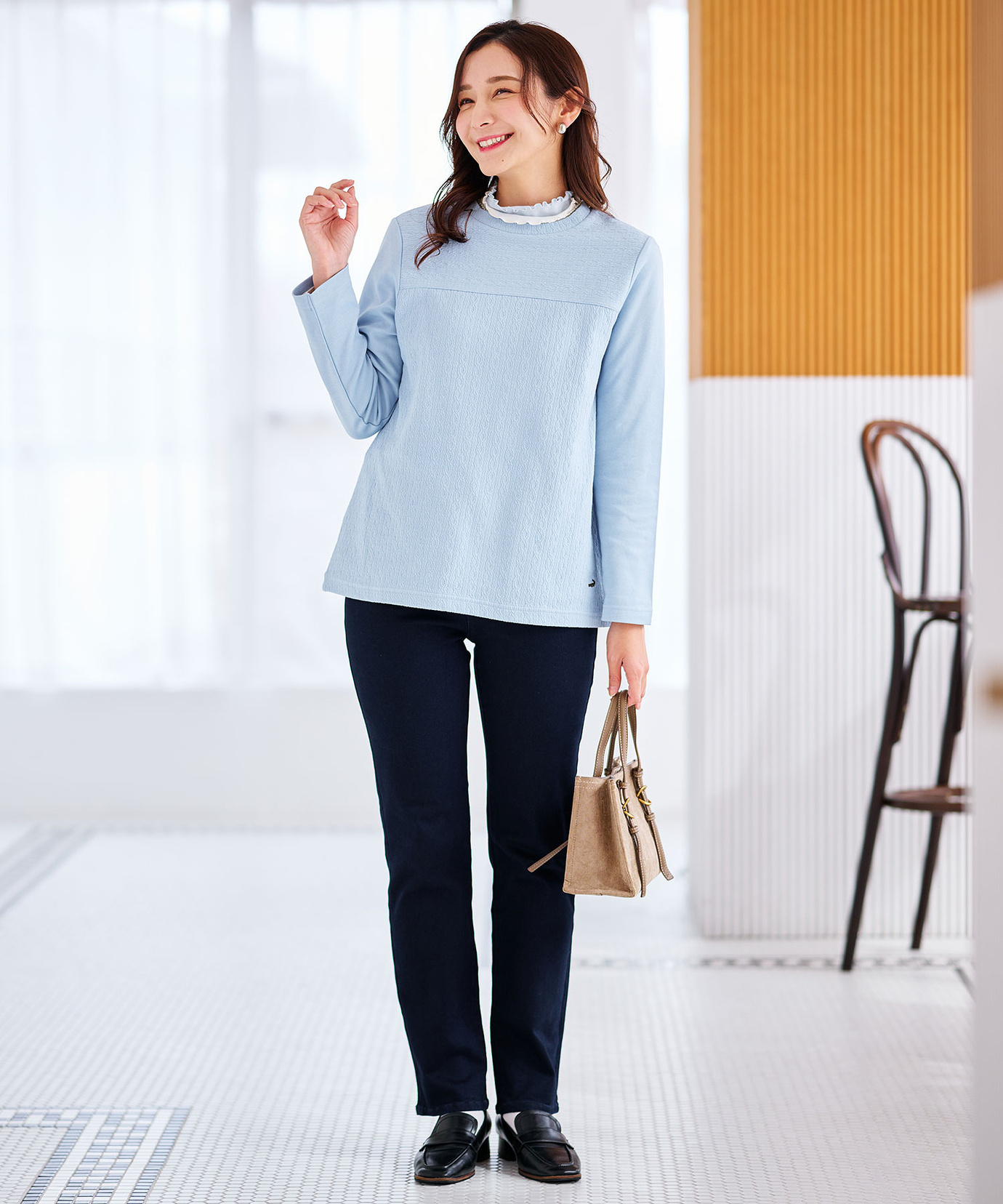 レディース ジャカード 切り替え カットソー通販 [0302-56205