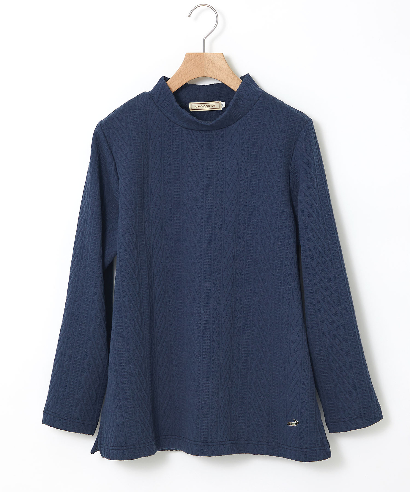 レディース ケーブルジャカード ハイネック カットソー【一部店舗限定