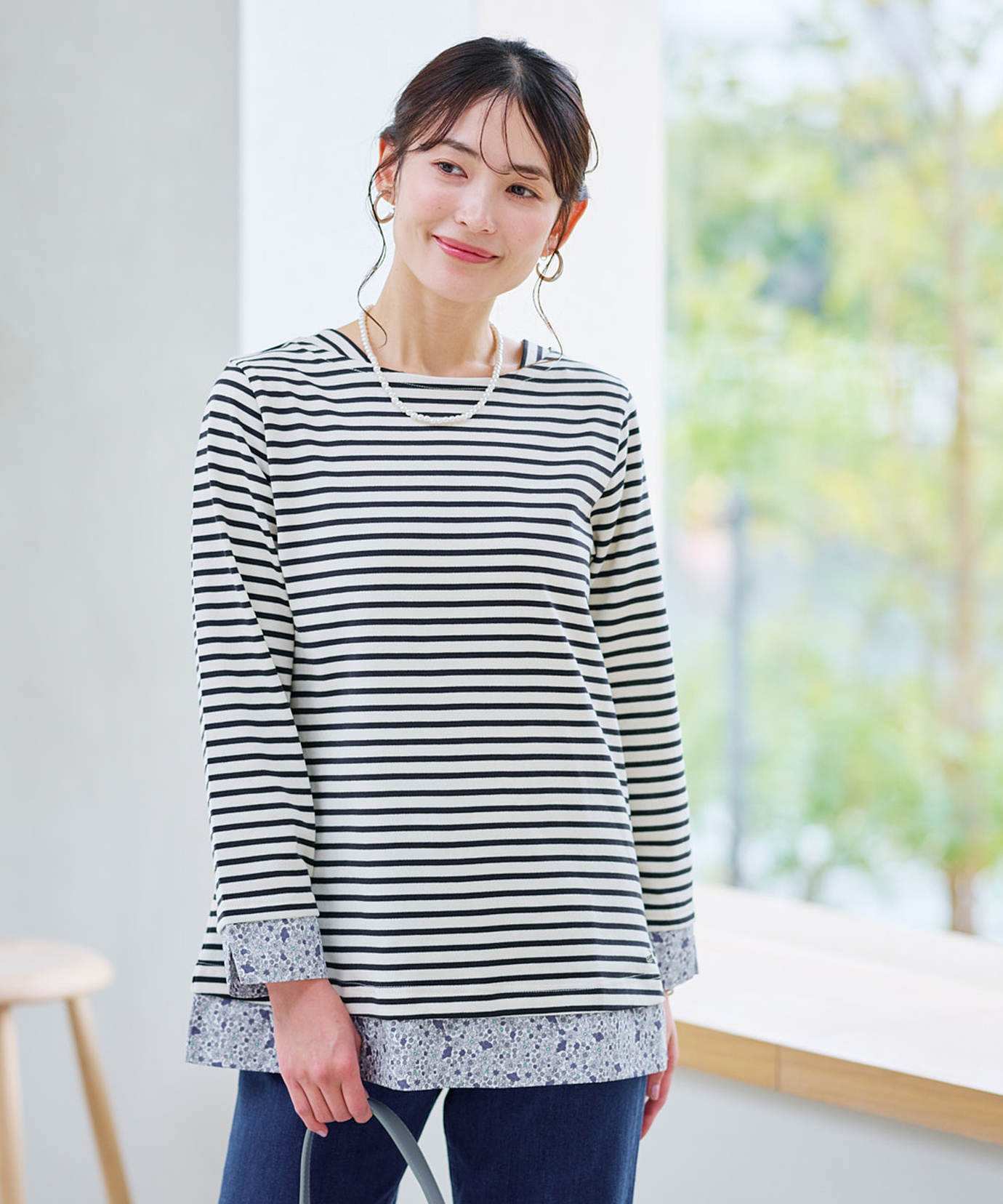 【美品】TOUJOURS ボーダー　チュニック レディース ボーダー ドッキング チュニック通販 [0302-61206