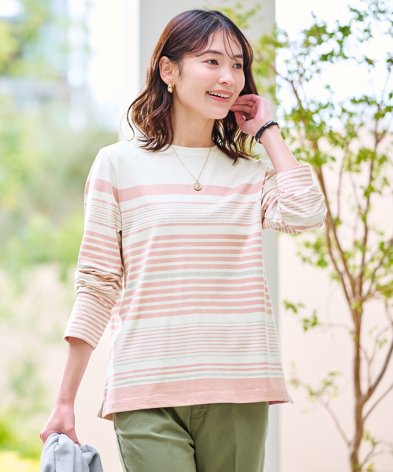 レディース パネルボーダー 長袖 Tシャツ通販 [0302-61209