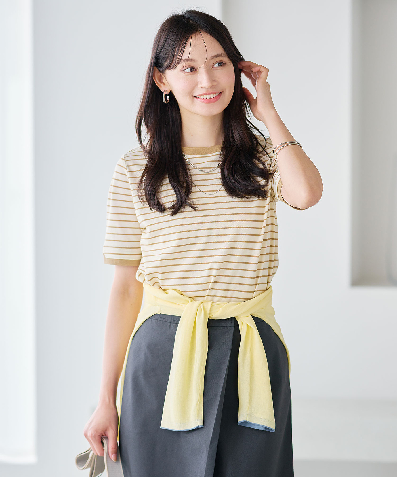 レディース スノーコットン 鹿の子ボーダー Tシャツ【接触冷感】通販