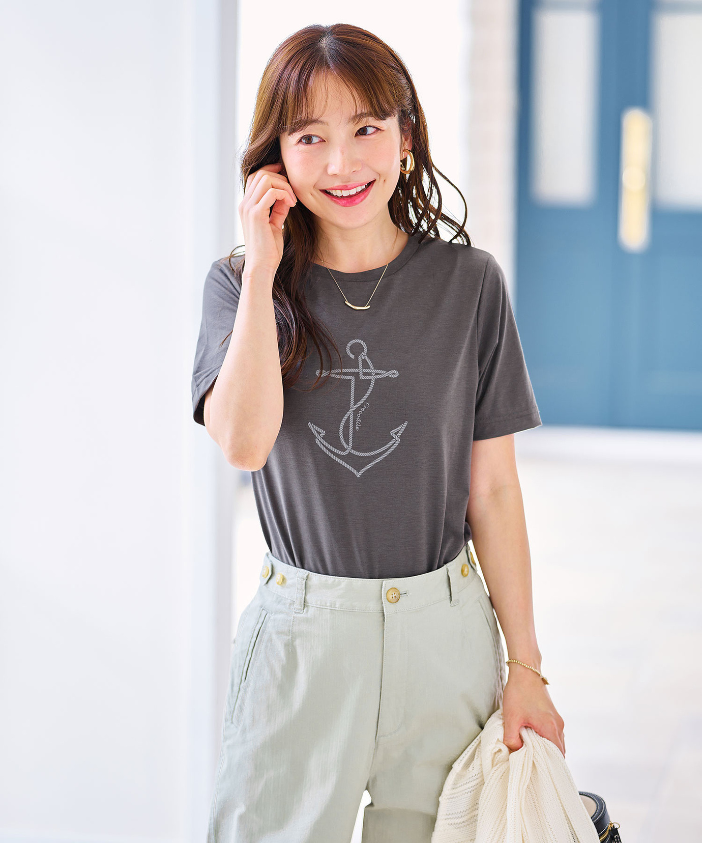 レディース プレーティング天竺 アンカー柄 Tシャツ【UVカット】通販