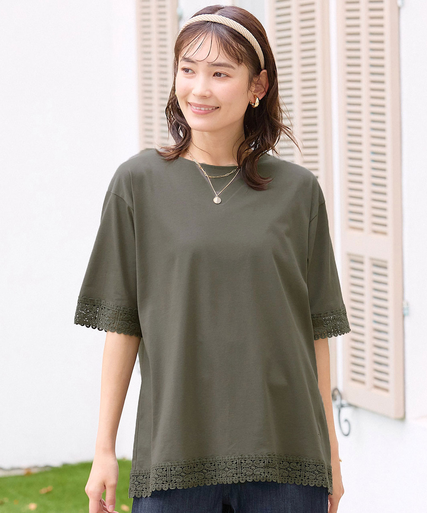 レディース レース チュニック丈 Tシャツ通販 [0302-63236