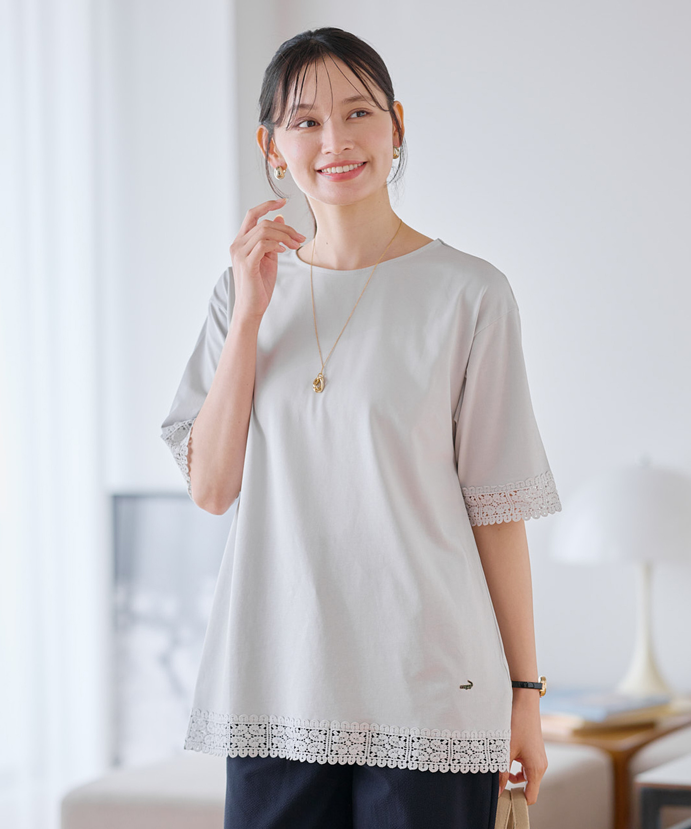 レディース レース チュニック丈 Tシャツ通販 [0302-63236
