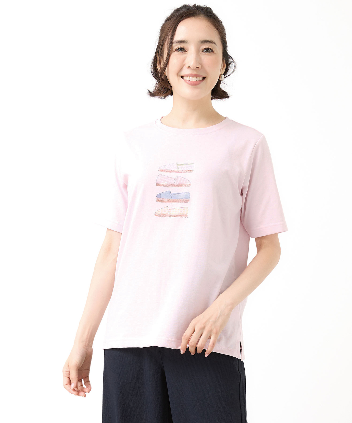 レディース サンダルプリント 半袖 Tシャツ【吸汗速乾】通販 [0302