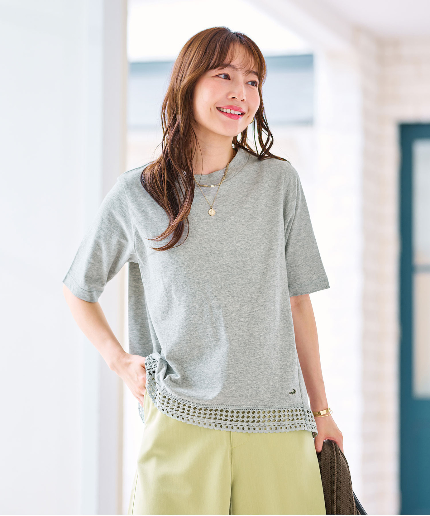 レディース 裾レース 半袖 Tシャツ通販 [0302-64205] - クロコダイル