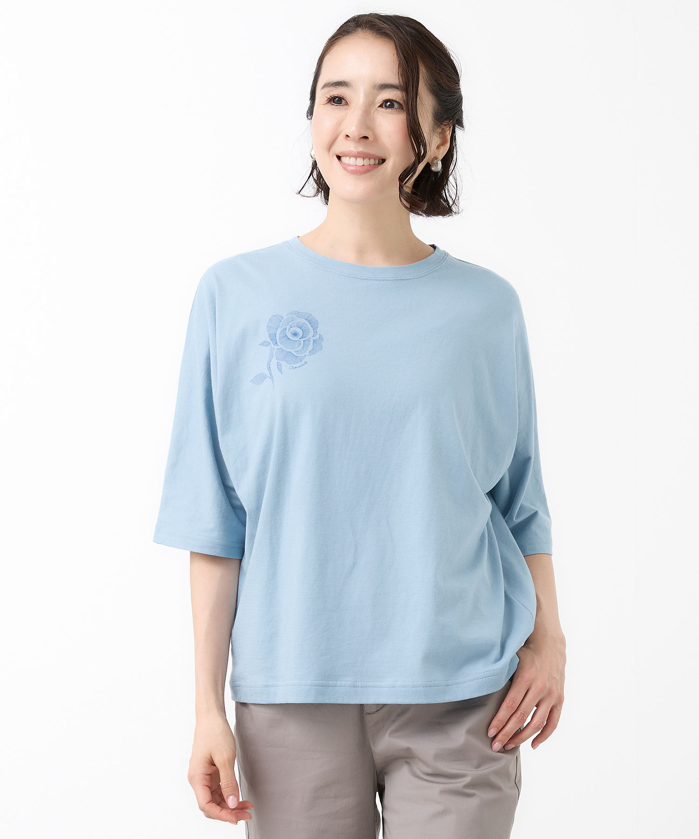 レディース フラワープリント 天竺 Tシャツ通販 [0302-65201