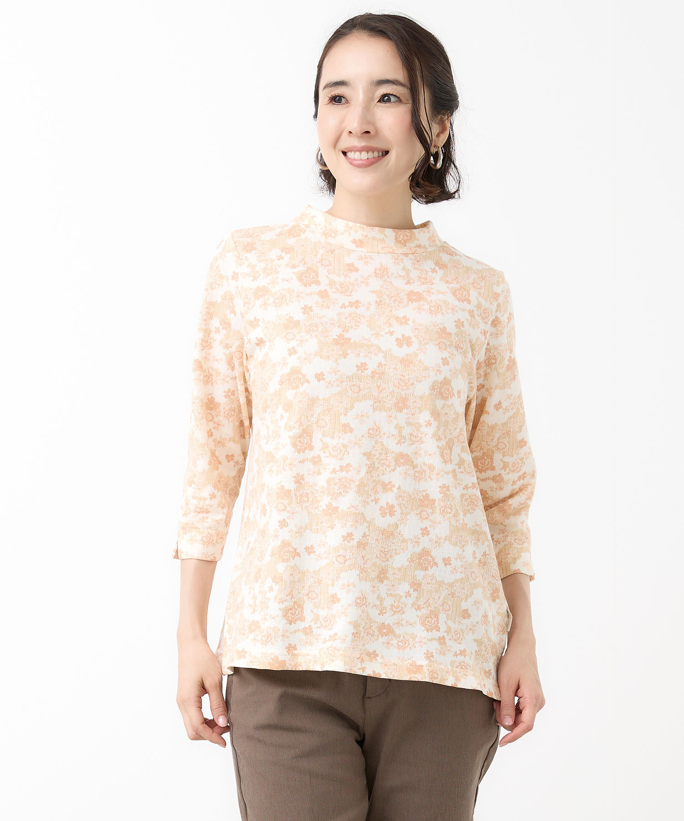 レディース 花柄プリント 七分袖 Tシャツ通販 [0302-65205