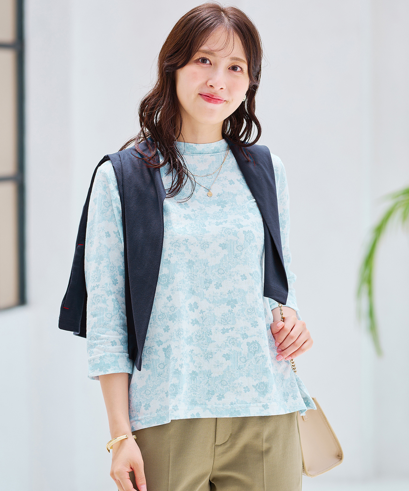 レディース 花柄プリント 七分袖 Tシャツ通販 [0302-65205