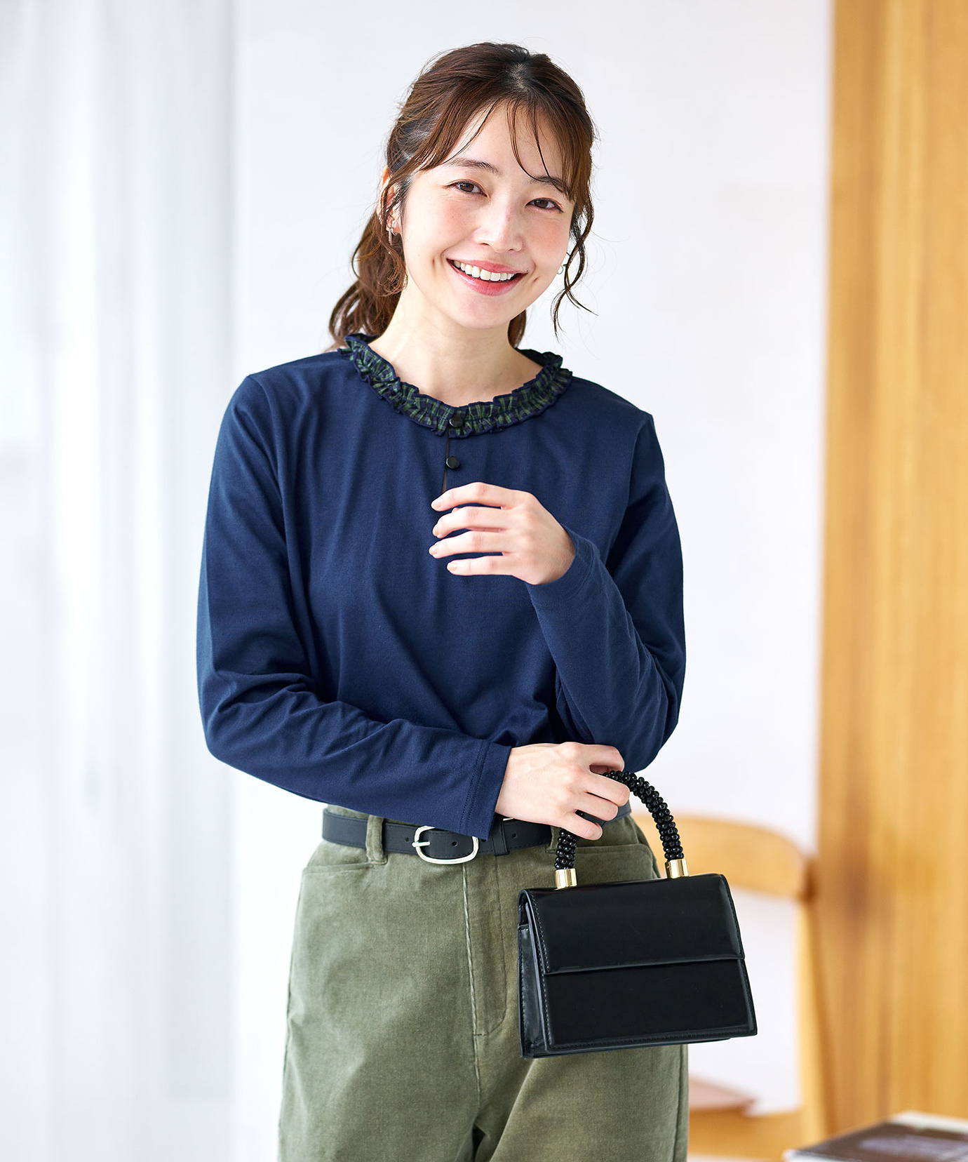 レディース フリル襟 長袖 Tシャツ通販 [0302-65212] - クロコダイル 