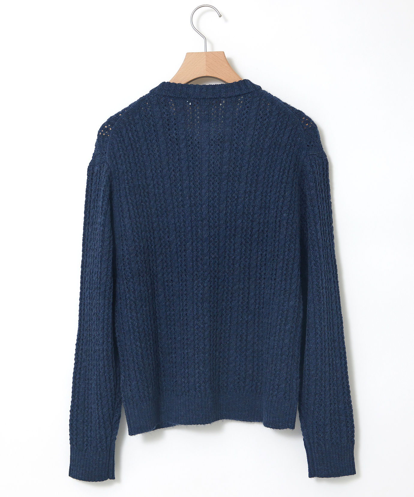 レディース イタリー糸 ケーブル柄 ニットカーディガン【手洗いOK