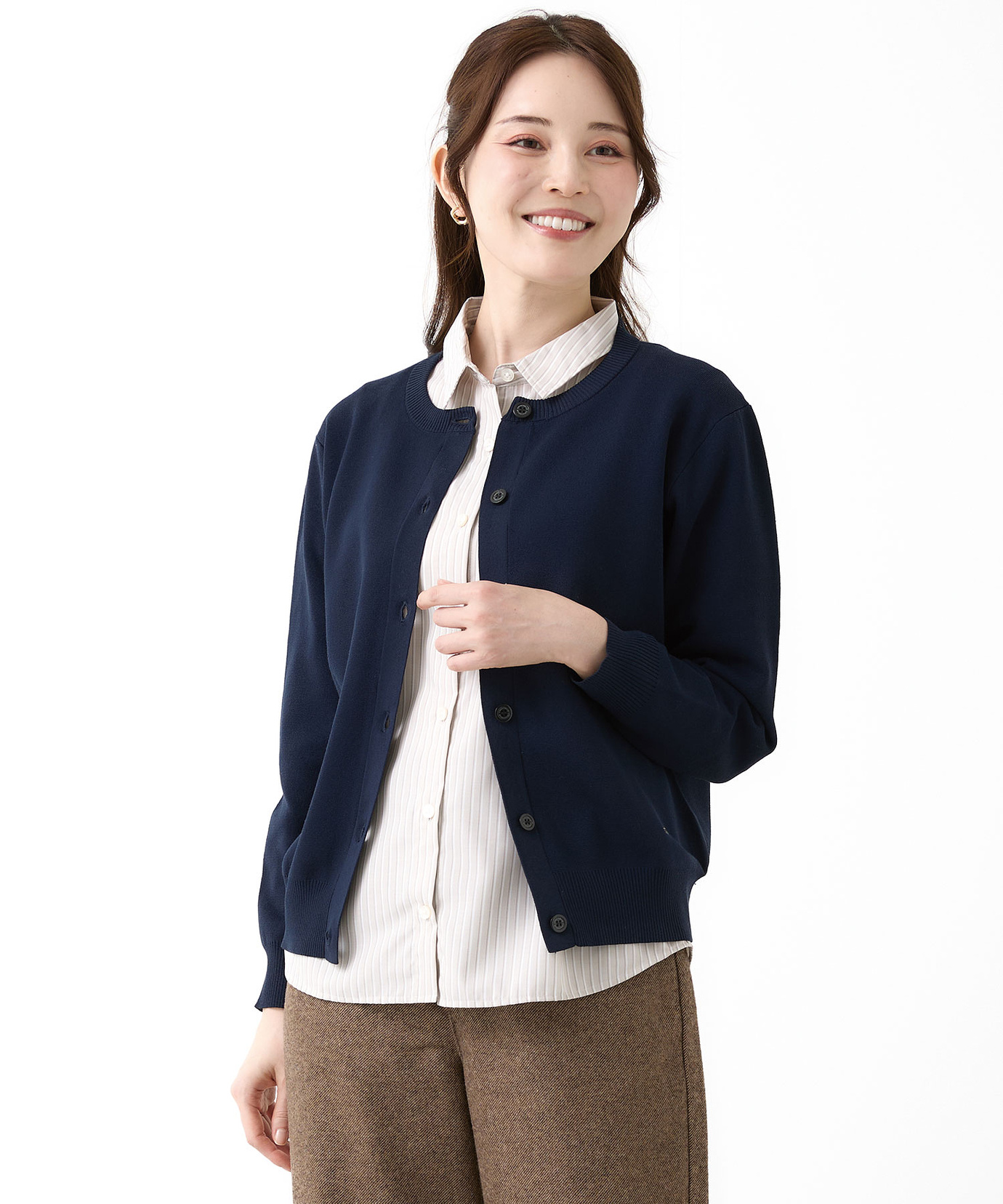 極美品　25SS マッキントッシュ ミラノリブニットカーディガン フリル襟付き レディース ミラノリブ編み クルーネック カーディガン【手洗いOK