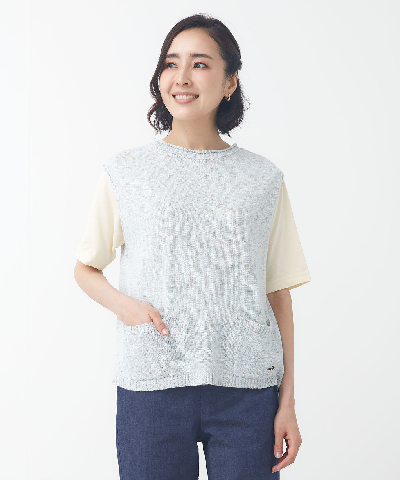 レディース コットンリネン ニュアンスカラー ベスト通販 [0303-53301