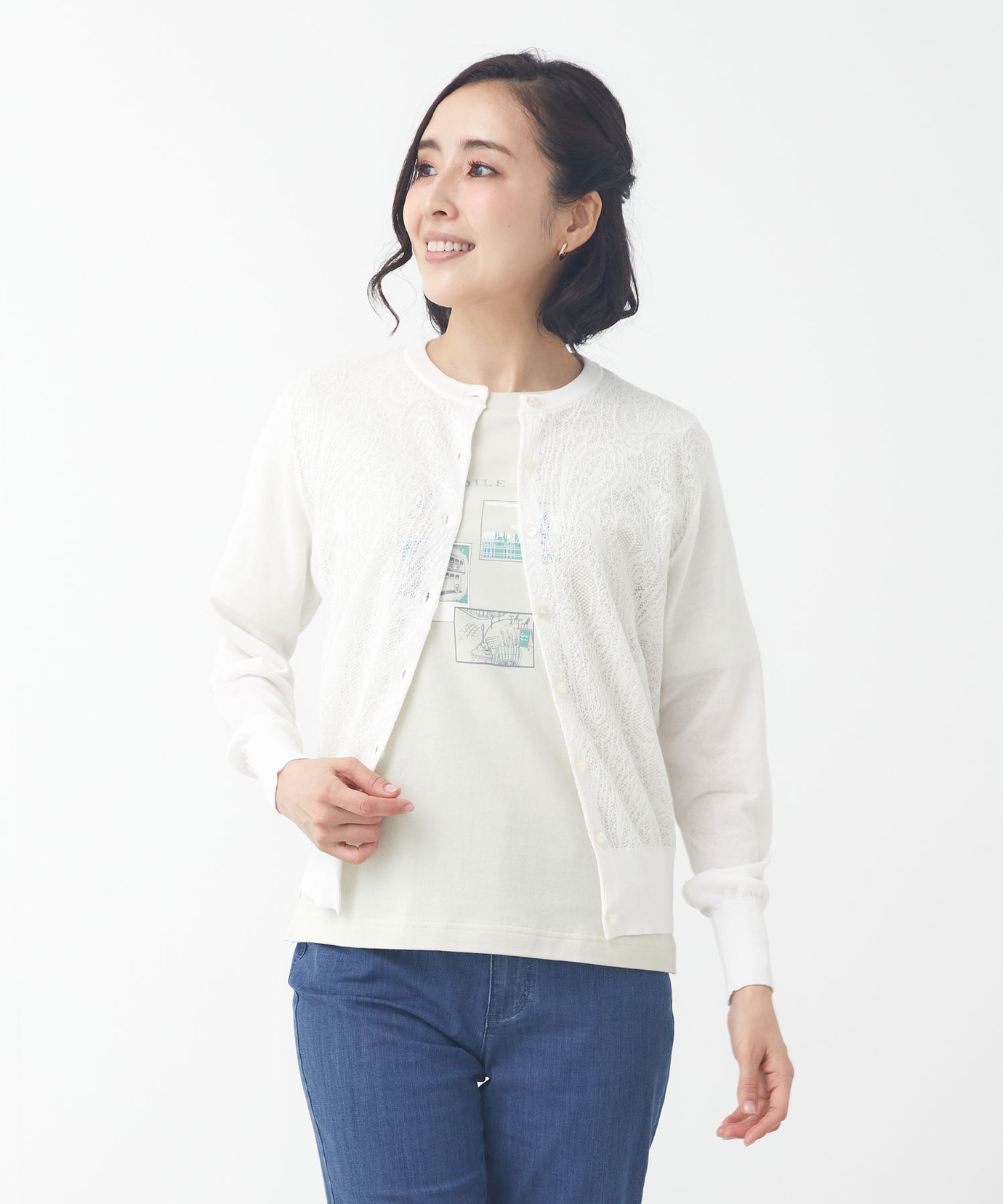 レディース レース編み ニット カーディガン【一部店舗限定】通販