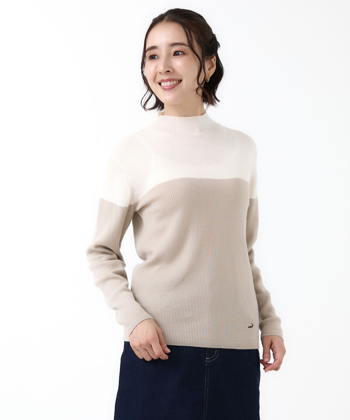 レディース 配色切替 ウール ニット【手洗いOK】通販 [0303-55303