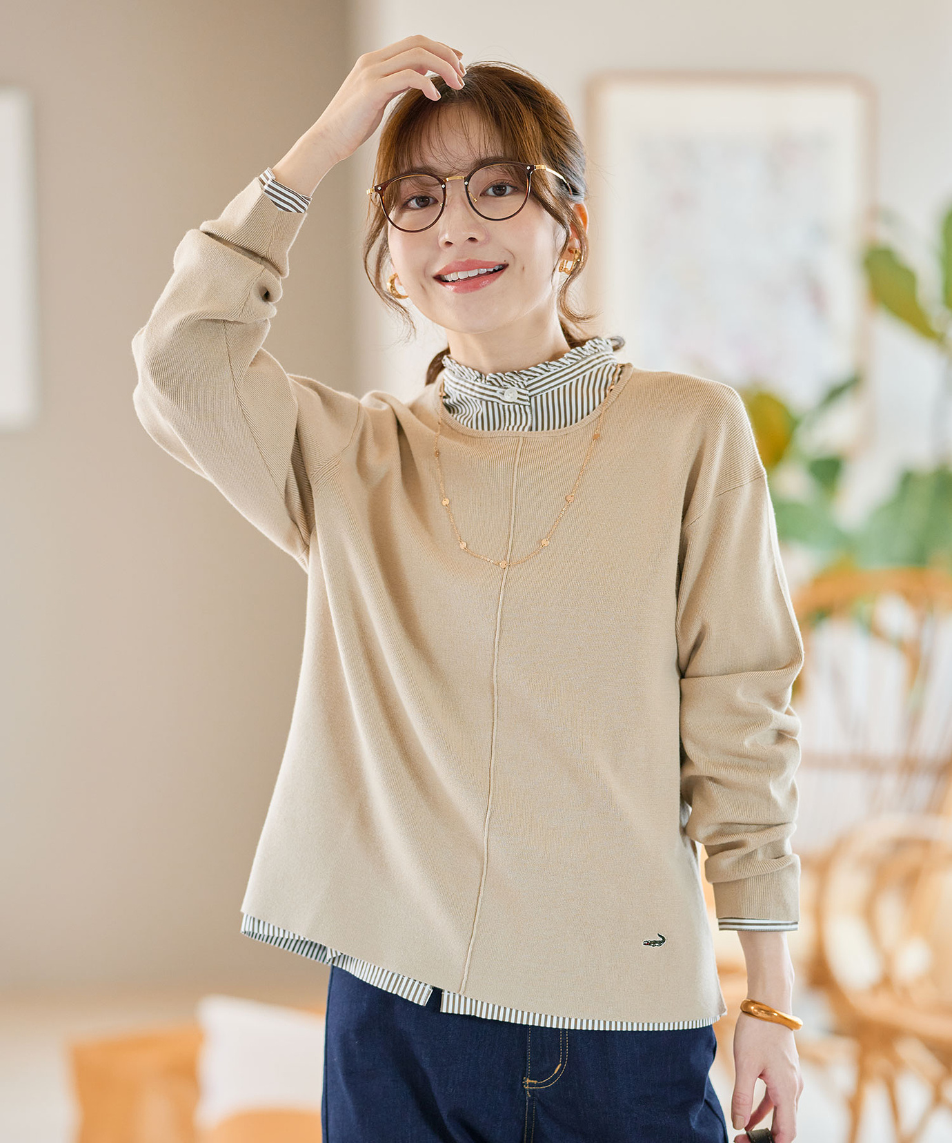 レディース レーヨン混 プルオーバー ニット【手洗いOK】通販 [0303