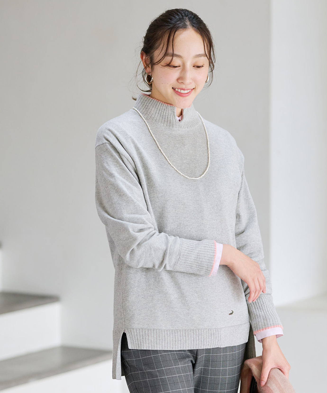 レディース ウールブレンド スリット ニット【手洗いOK】通販 [0303