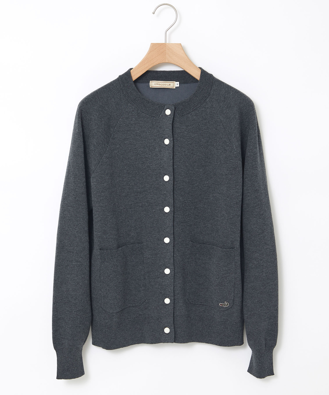 レディース クルーネック ダブルニット カーディガン【手洗いOK】通販