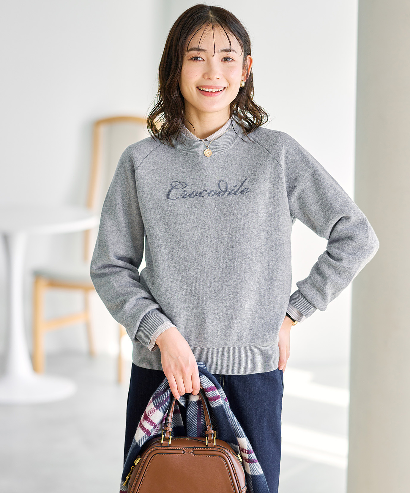 レディース ロゴ ニット トレーナー【手洗いOK】通販 [0303-56303