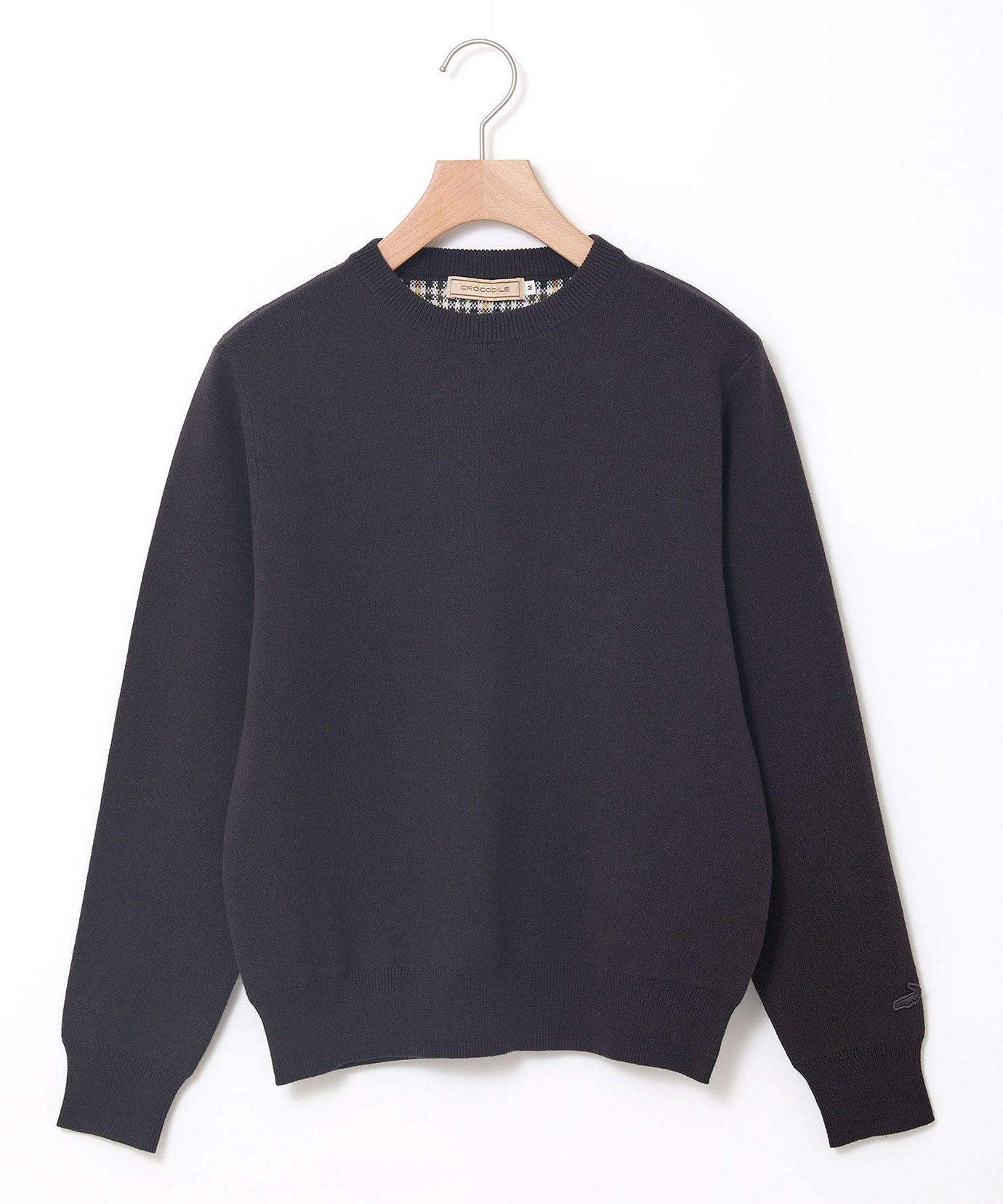 早い者勝ち STONE  ブラック クルーネックニット MONO-MART セーター ニット 「ウォッシャブル」 ジャガード