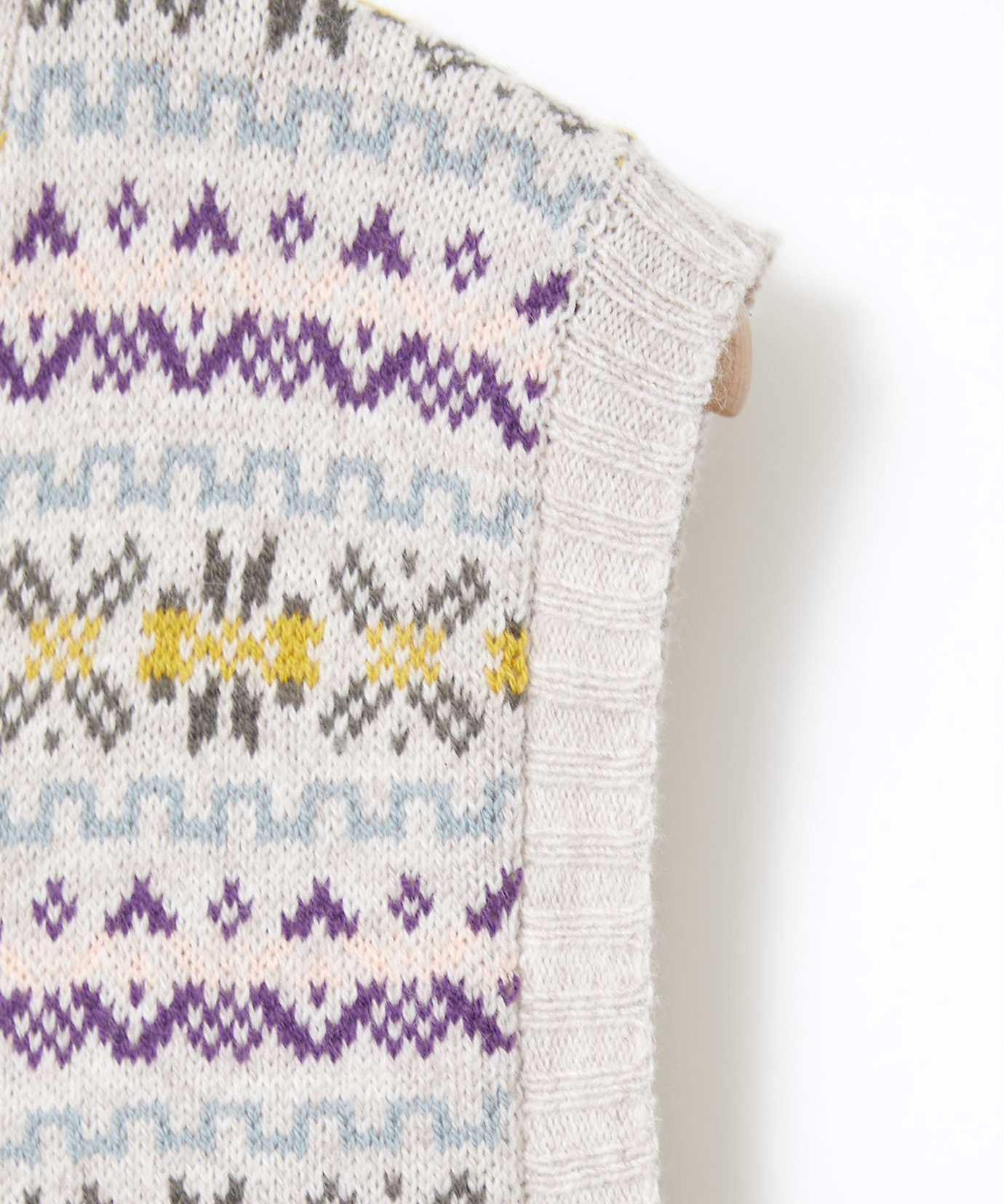 レディース ウールブレンド フェアアイル柄 ニット ベスト【手洗いOK