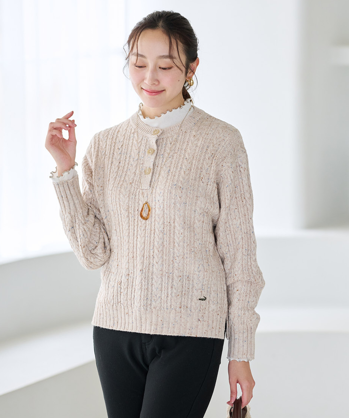 レディース ウールブレンド ネップ ニット【手洗いOK】通販 [0303