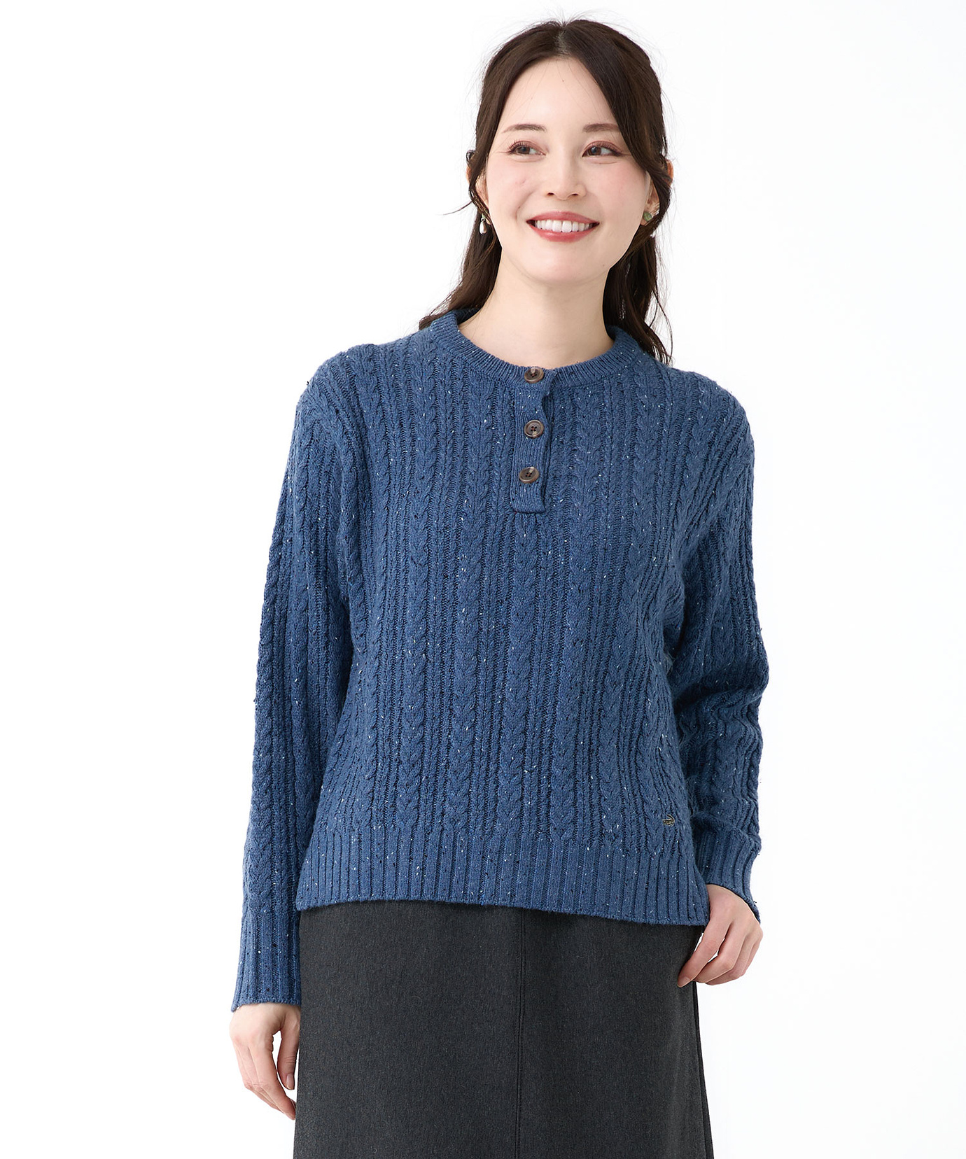 新品 and per se&GOLFニット プルオーバー 定価3万24年モデル レディース ウールブレンド ネップ ニット【手洗いOK】通販 [0303