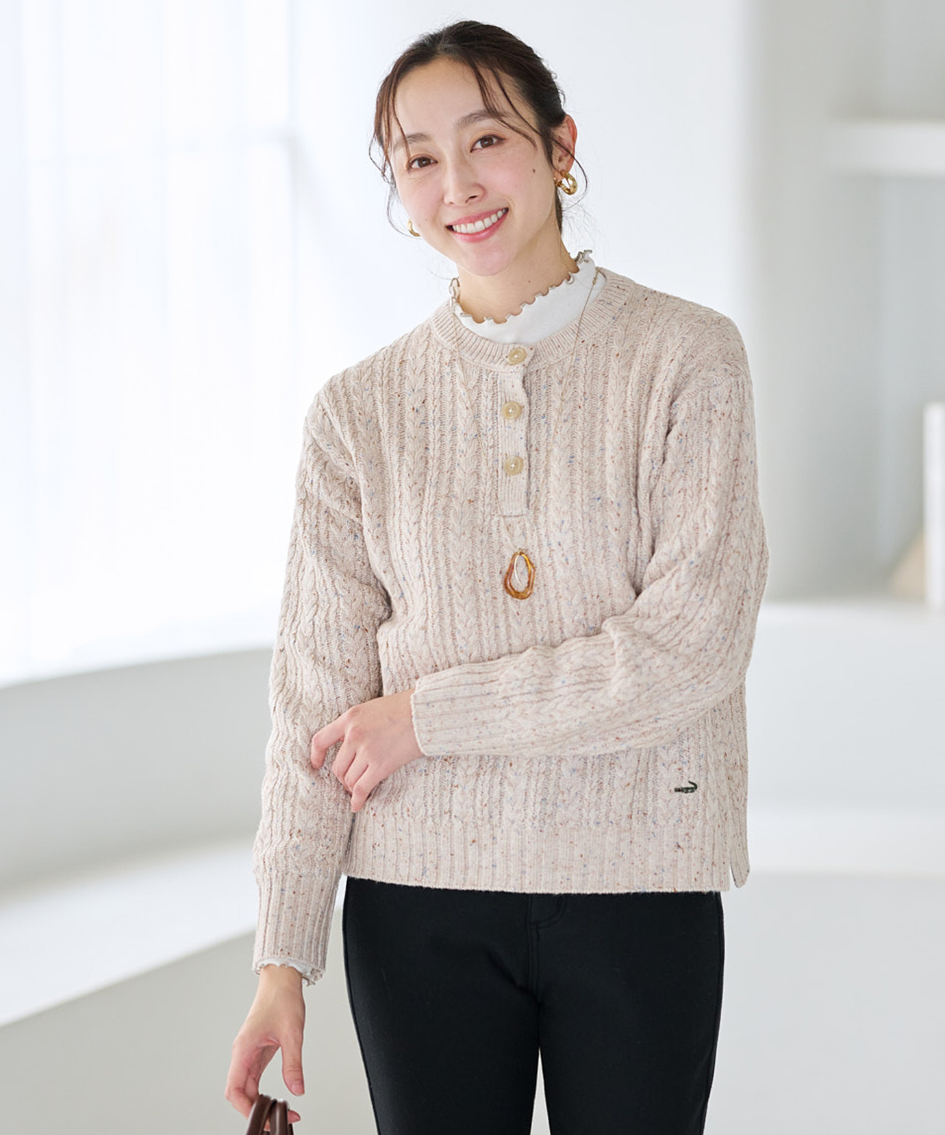 レディース ウールブレンド ネップ ニット【手洗いOK】通販 [0303