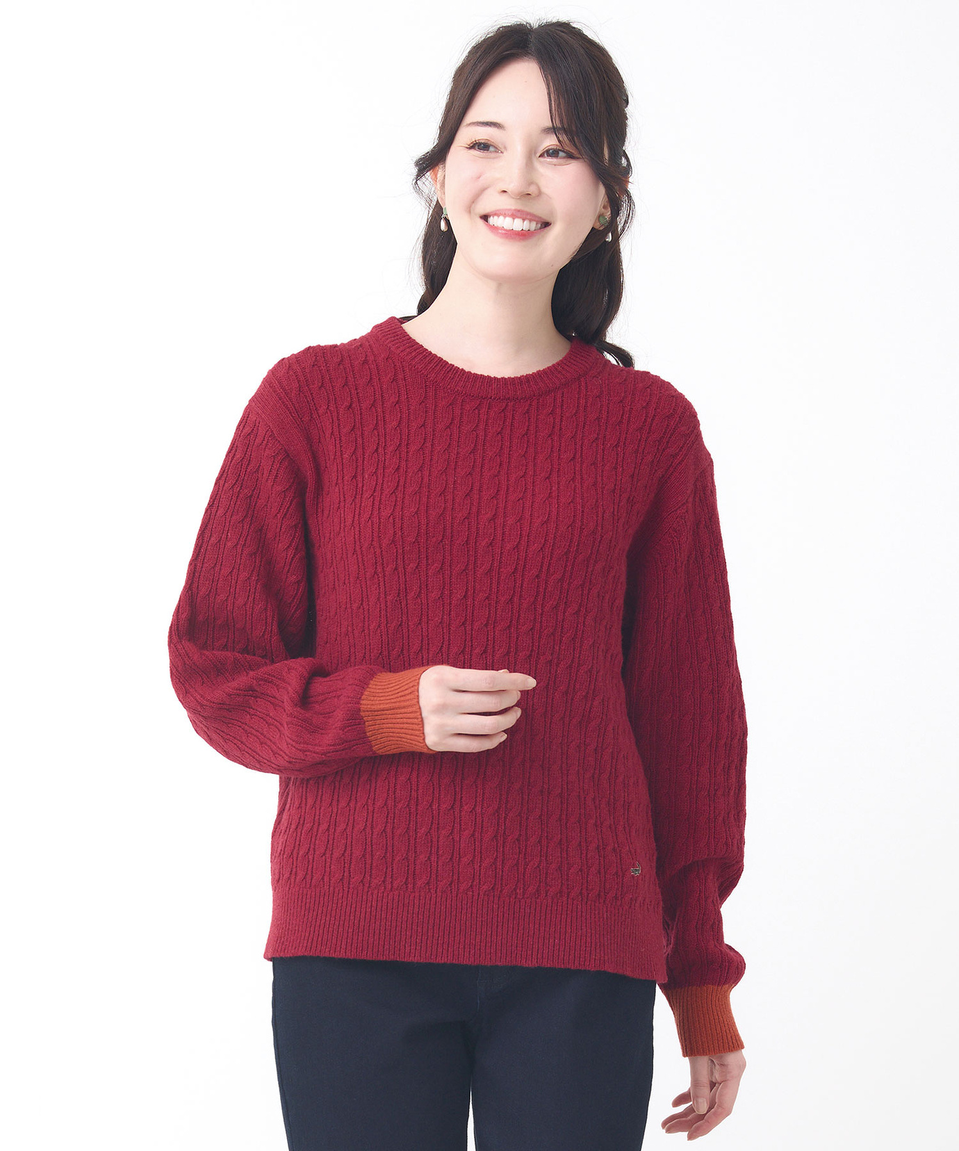 レディース ウール ケーブルニット プルオーバー【手洗いOK】通販