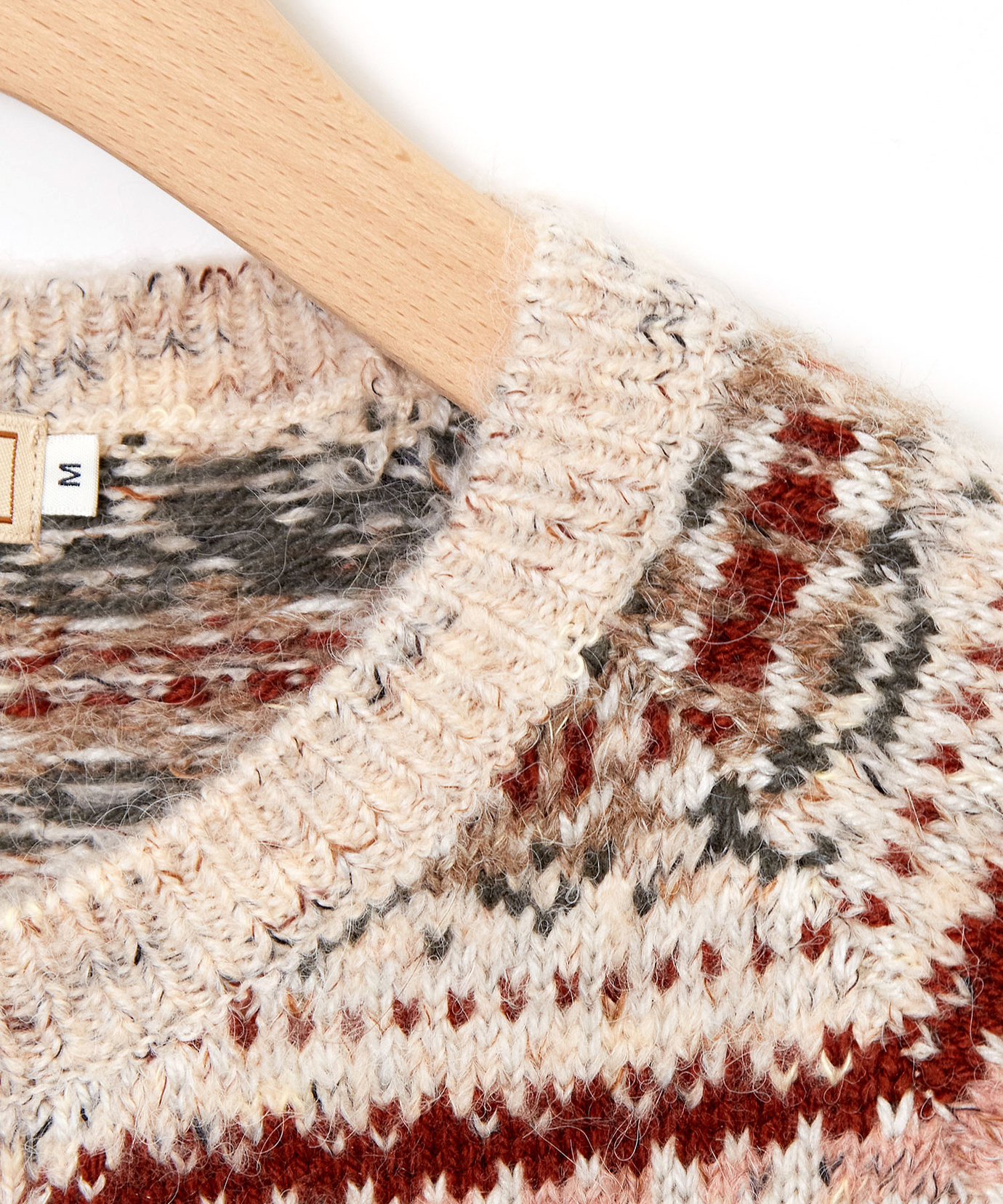 レディース ウールブレンド フェアアイル柄 ニットカーディガン