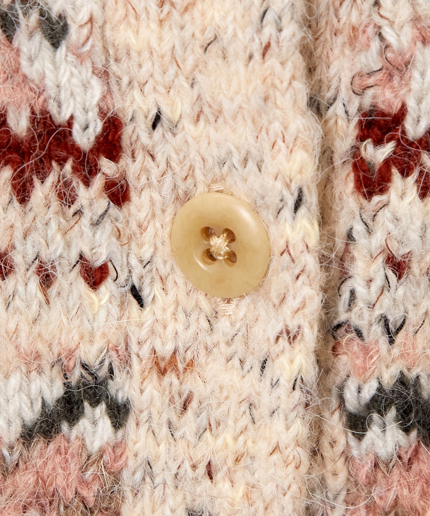 レディース ウールブレンド フェアアイル柄 ニットカーディガン