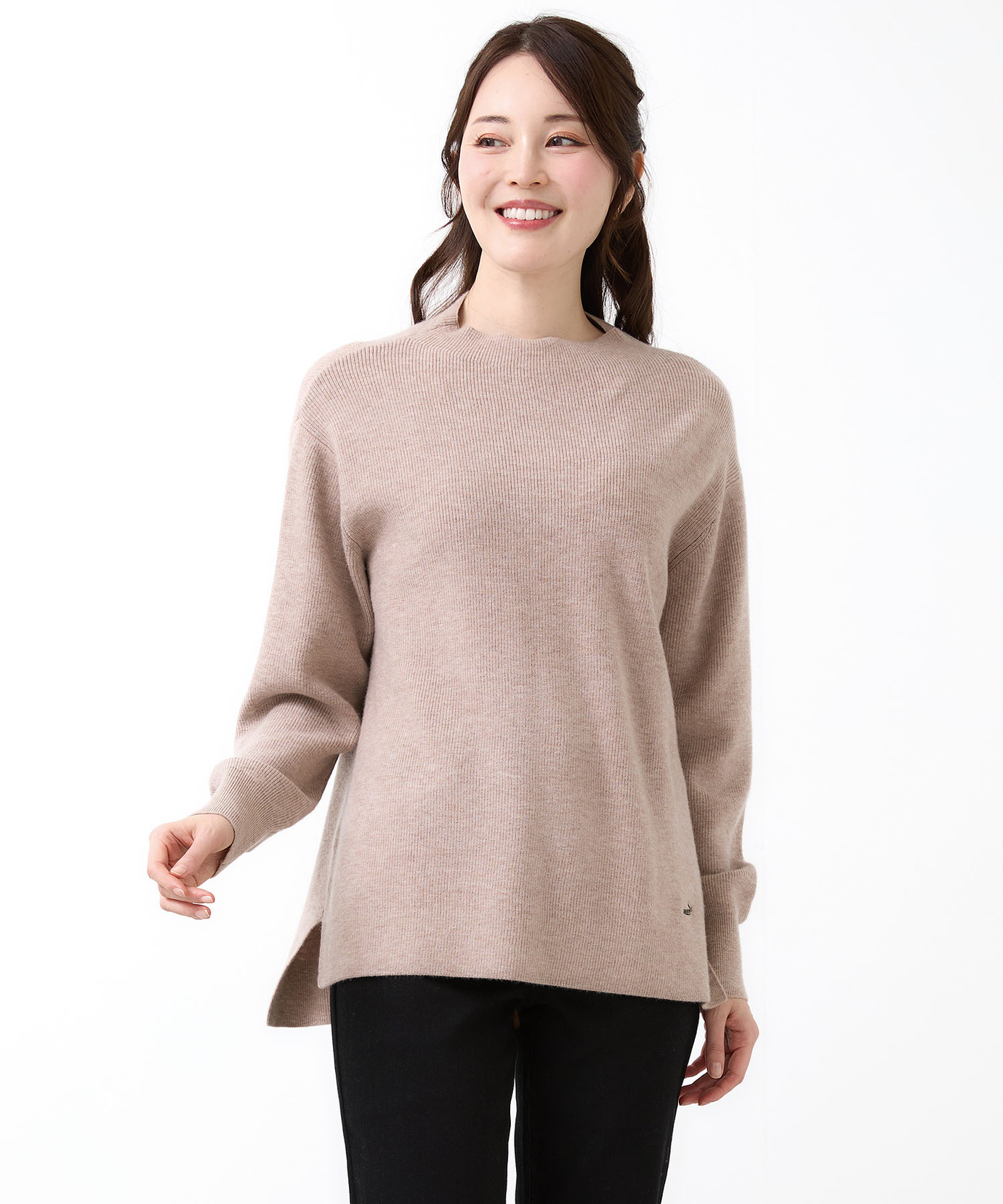 レディース ウールブレンド ボトルネック ニット【手洗いOK】通販