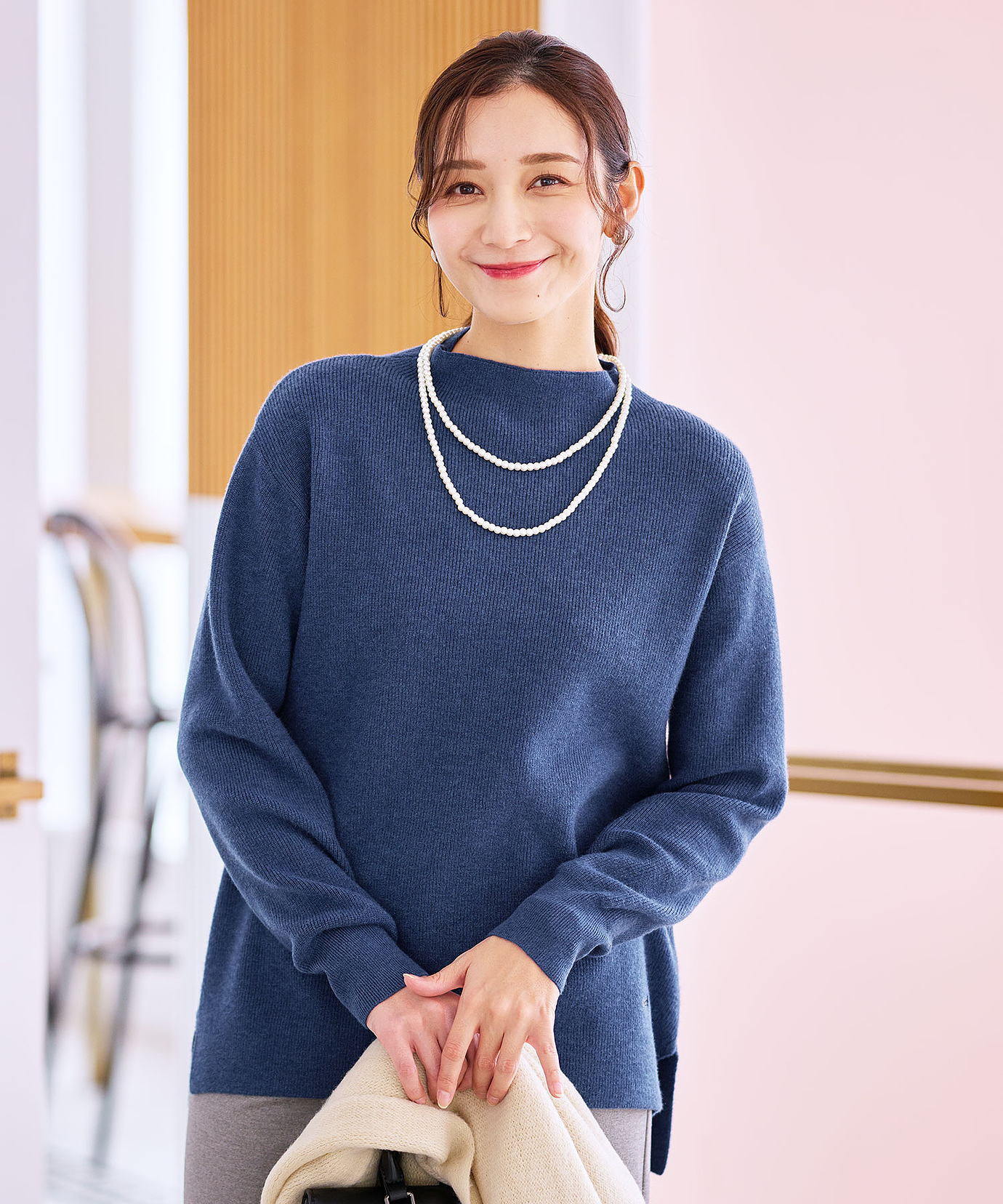 レディース ウールブレンド ボトルネック ニット【手洗いOK】通販