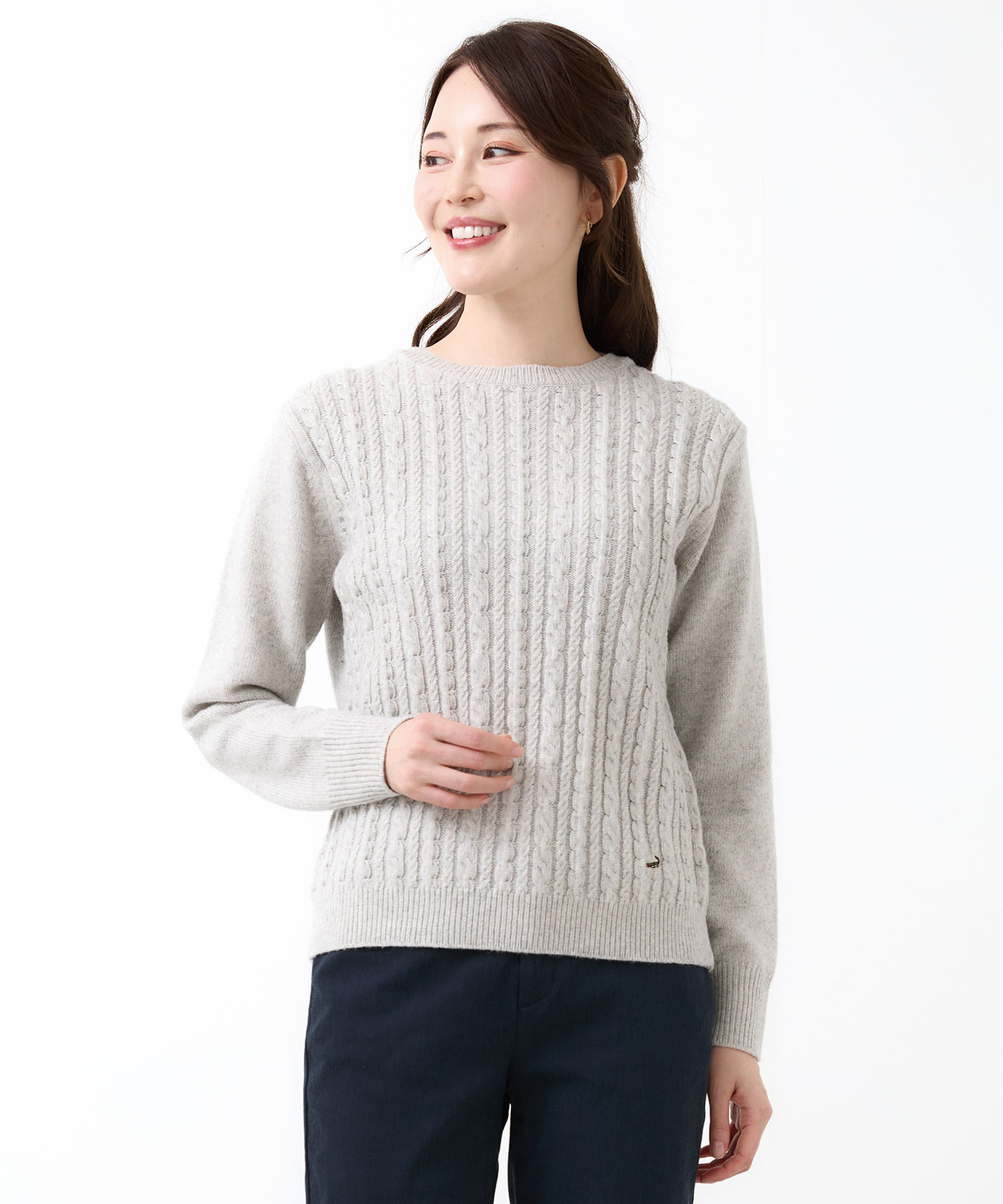 レディース ウールブレンド ケーブル ニット通販 [0303-58304