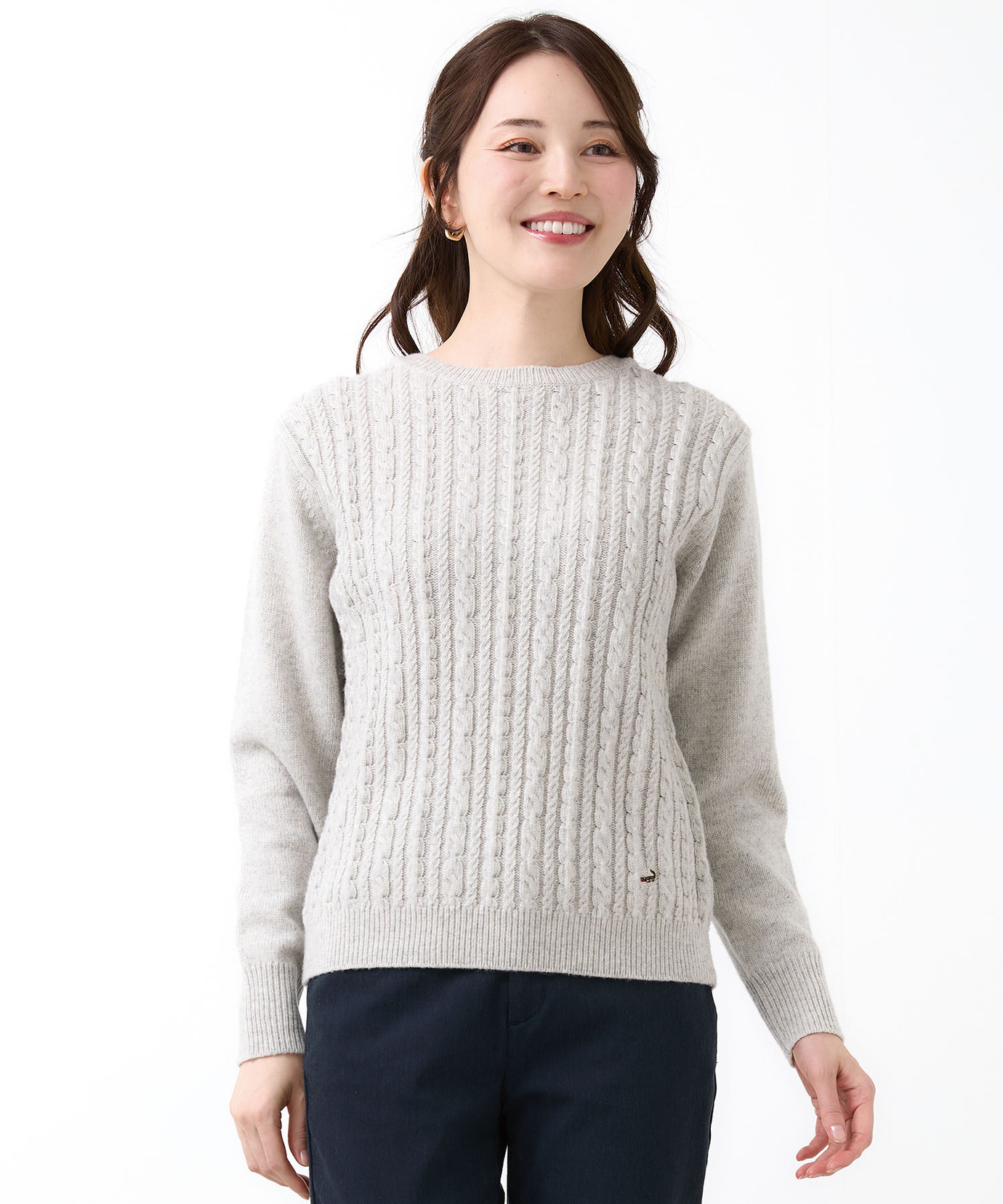 レディース ウールブレンド ケーブル ニット通販 [0303-58304