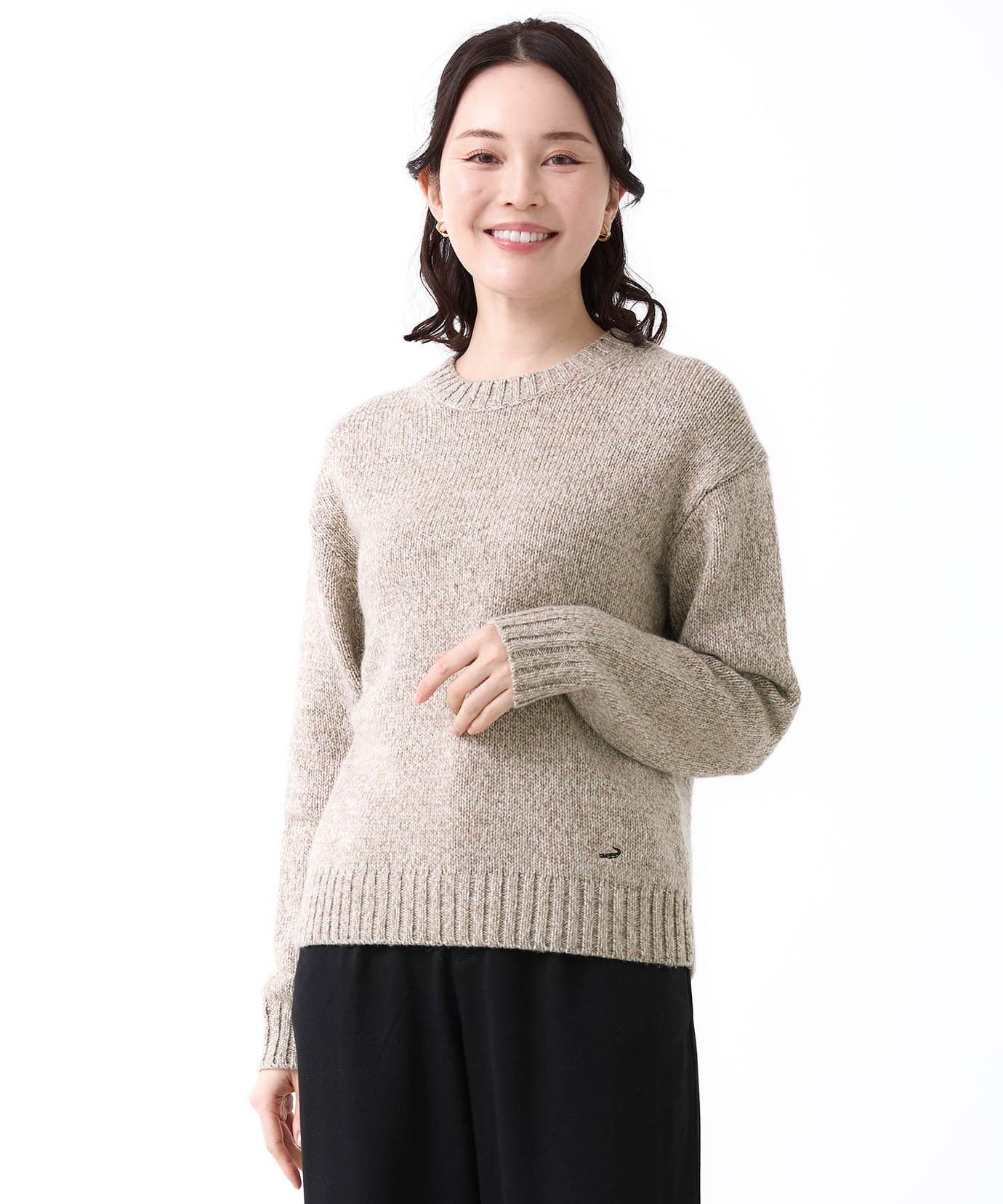 レディース ウールブレンド カラーネップ ニット【手洗いOK】通販