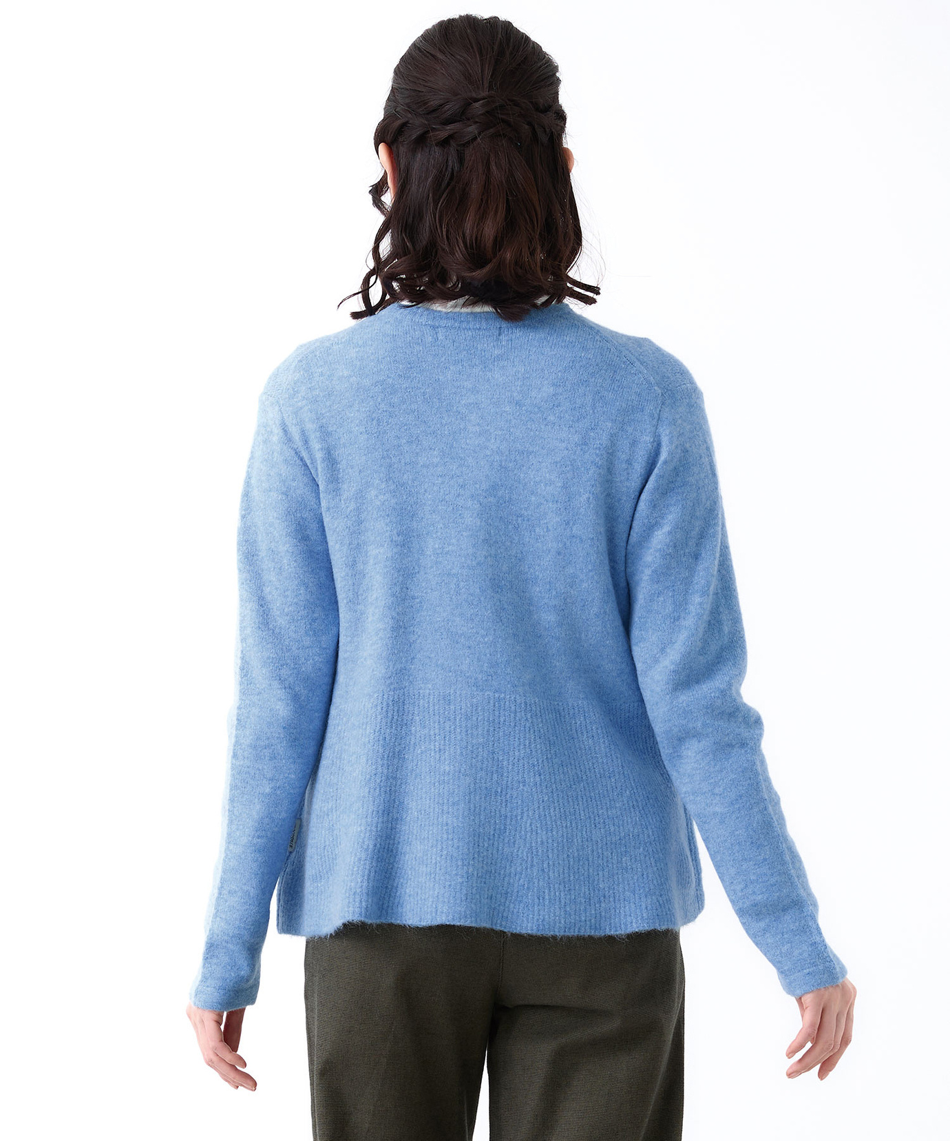 レディース ウールブレンド フレア ニットカーディガン【手洗いOK