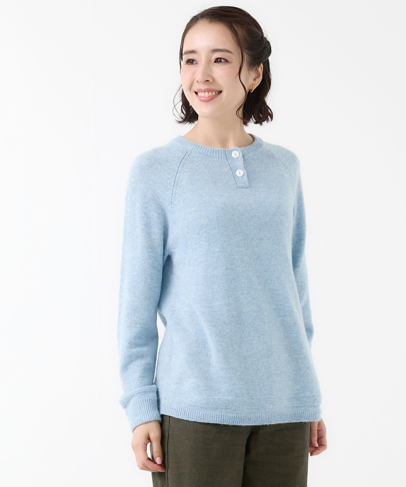 アロー様 C6586 ENFOLDニット レディース ウールブレンド ヘンリーネック ニット通販 [0303-58307