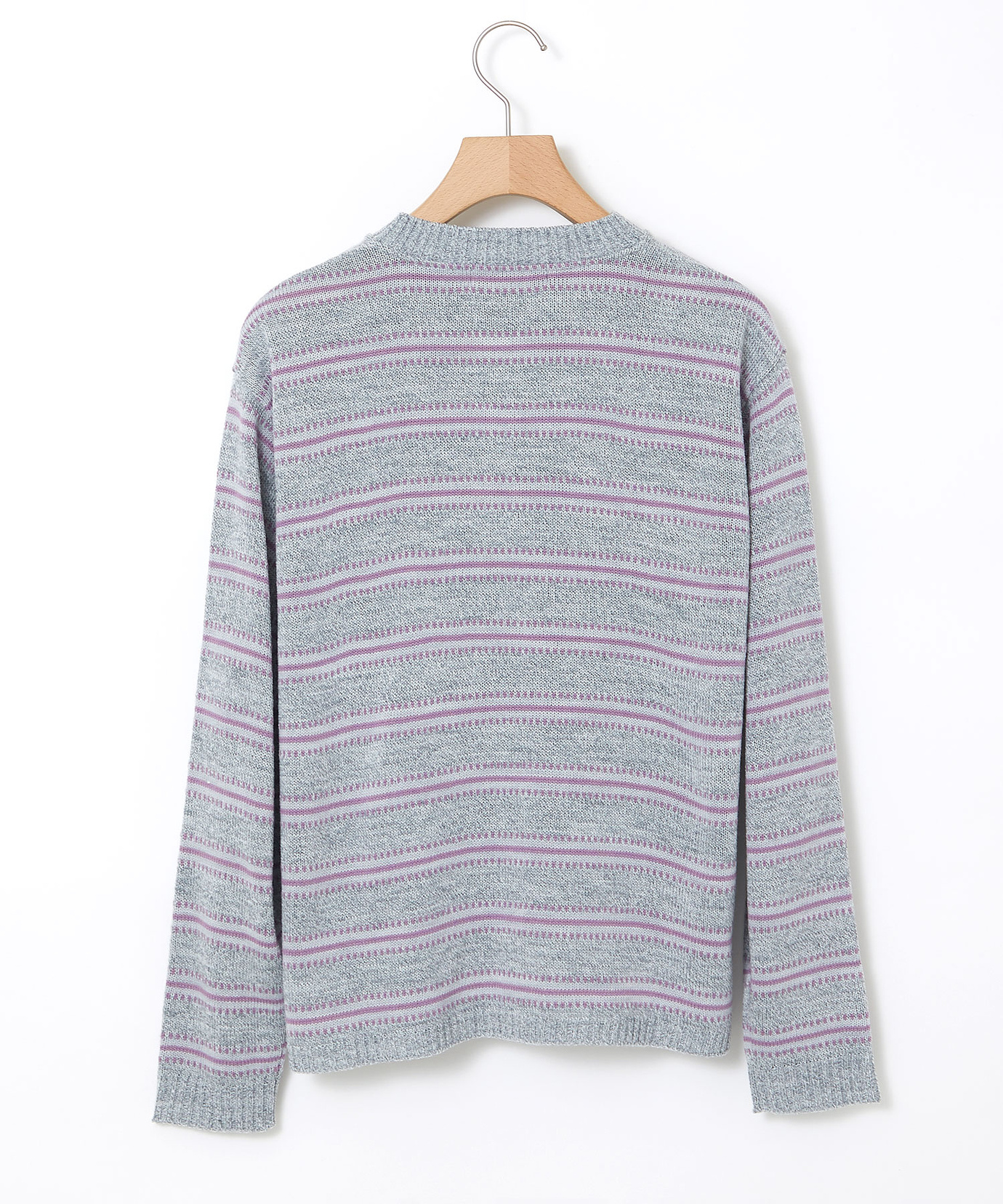 レディース ウールブレンド ヘンリーネック ボーダーニット【一部店舗