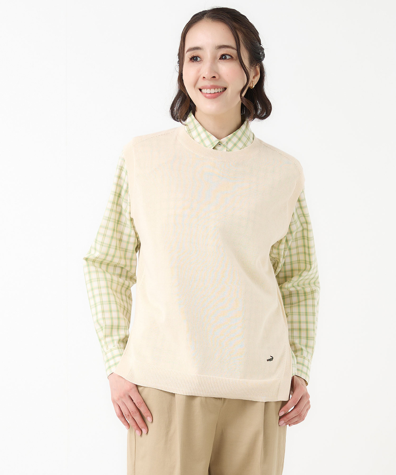 レディース クルーネック ニット ベスト【手洗いOK】通販 [0303-61300