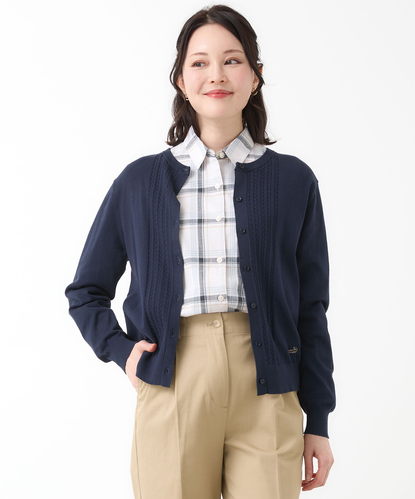 レディース ケーブル ニット カーディガン【ウガンダオーガニック