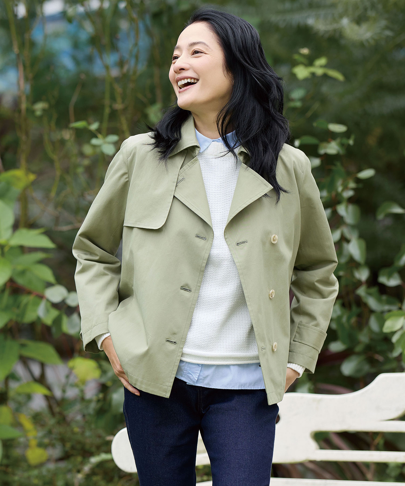 完売品　COHINA ベーシックとろみトレンチコート-short ベーシックとろみトレンチコート-short & regular | 小柄・低