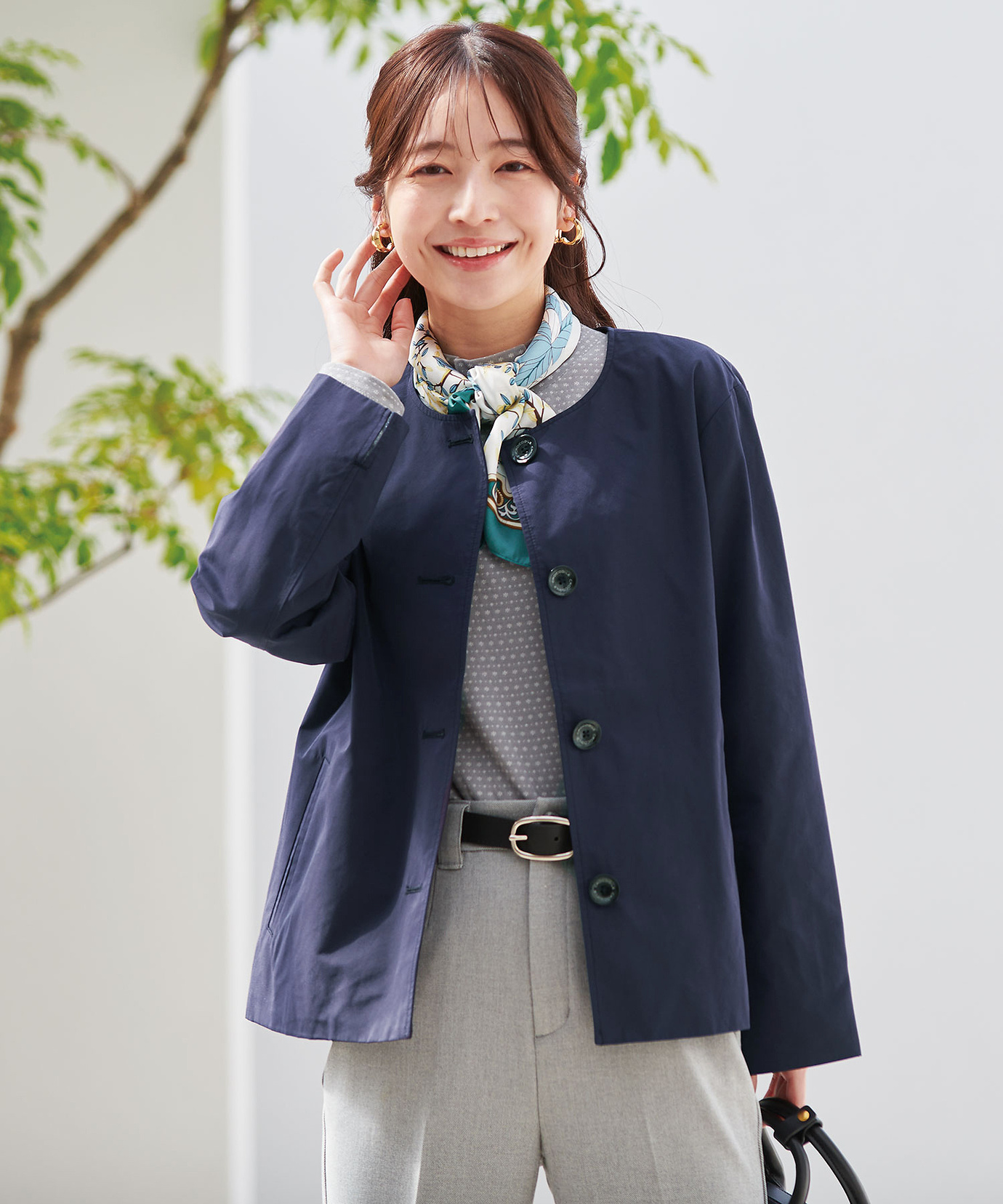 CHERORD ノーカラージャケット 36 ダークネイビー CHERORD ノーカラージャケット 36 ダークネイビー レディース